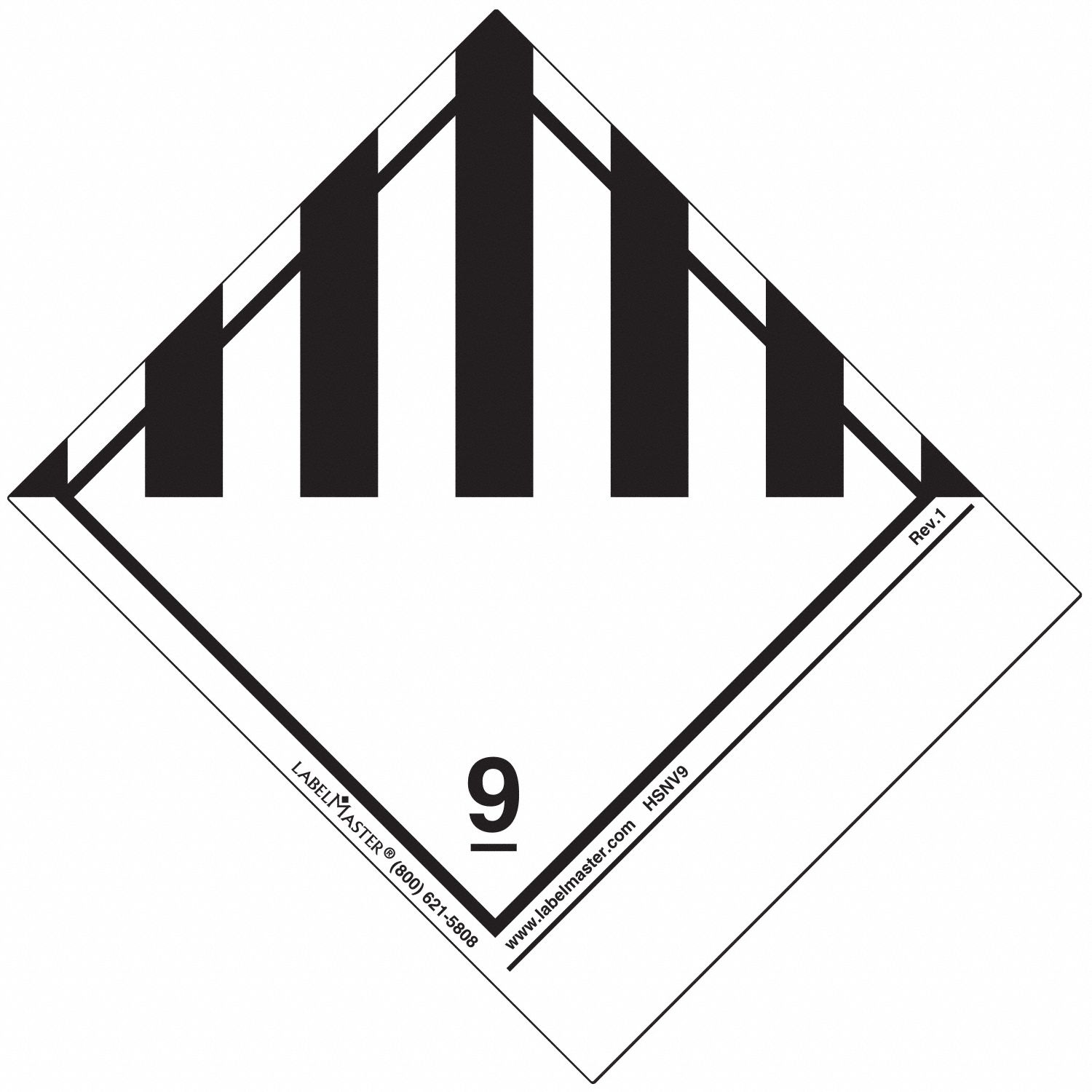 Dangerous, PVC, Label Standard Tab Class 9 Miscellaneous Goods Blank