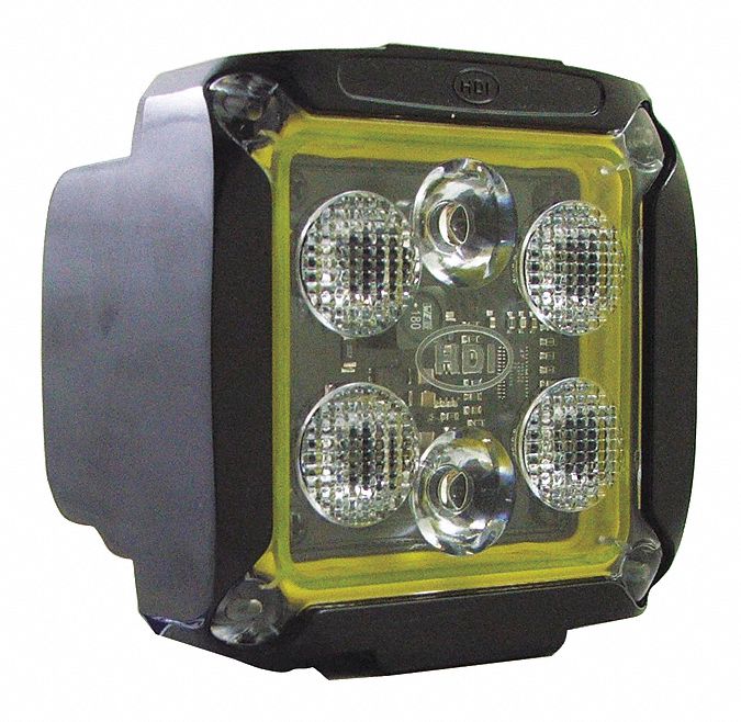 LED WORK LIGHT, HYBRID, SQ, 12 TO 24 V/0.91 TO 0.45 A, 6-BULB, TYCO, BLK, 4 3/8 X 3 7/8 IN, AL