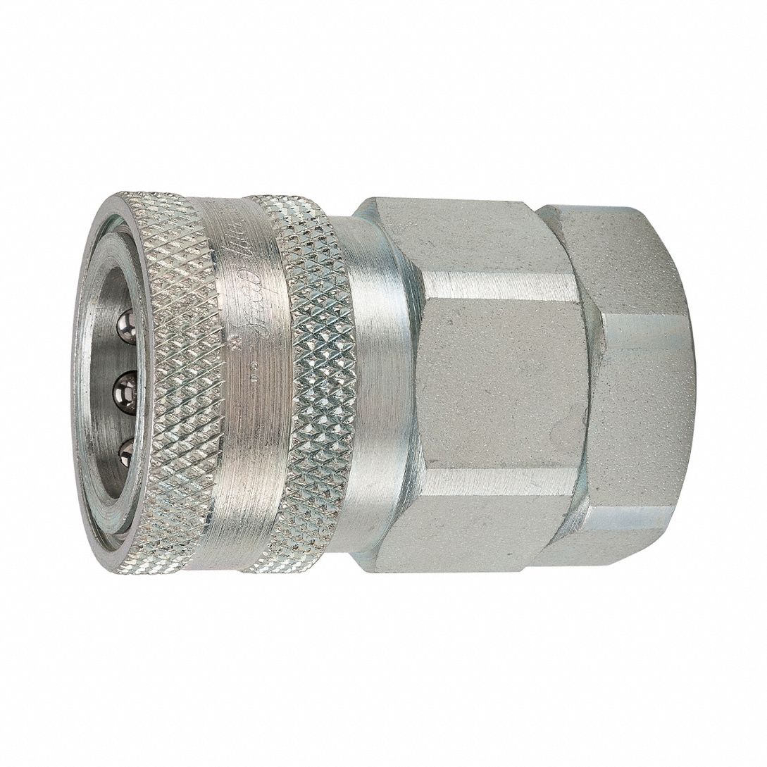 Coupler: 1/4 in, Steel, 6, 500 psi Max. Working Pressure @ 70 F, 1/4"-18 Thread Size, Nitrile