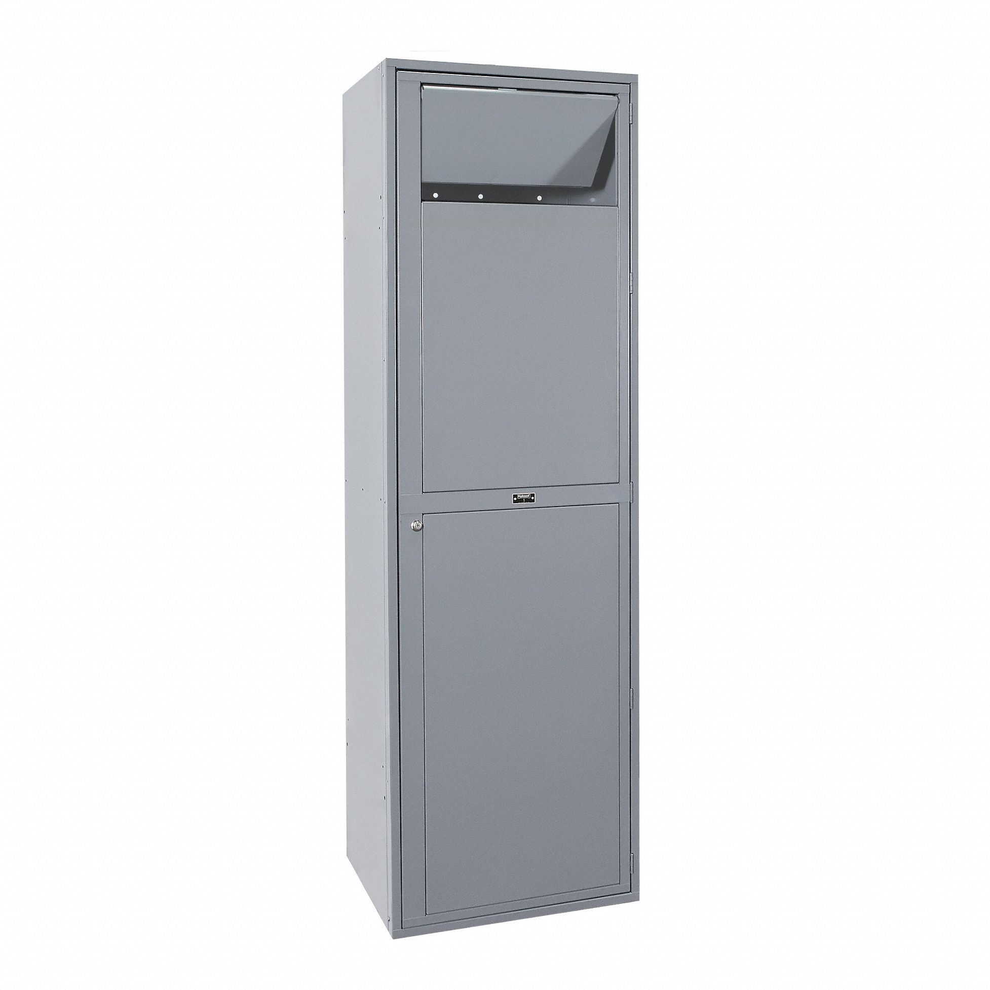 HALLOWELL Locker: 26 in x 21 in x 84 in, 1 Tiers, 1 Units Wide, Dark Gray, # Plate Included, Gray (MPN HUE614-SC-HG). Key specifications — Brand: HALLOWELL; Locker Color: Dark Gray; Assembled: Assembled; Number Plate Included: Yes.