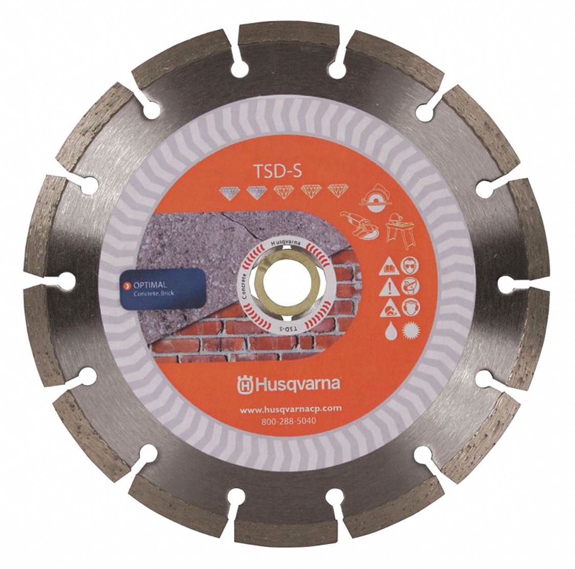 DIAMOND SAW BLADE, SEGMENTED, 8 IN DIA, ⅝ /⅞ IN, WET/DRY, 0.095 IN, CONCRETE