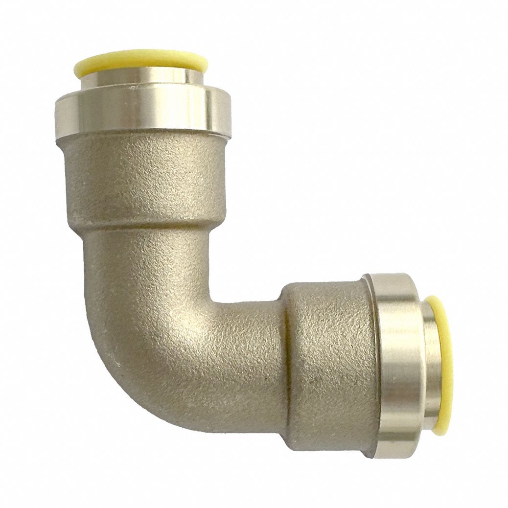 Push-Fit Elbow Fitting: 1/4 in OD x 1/4 in OD Size, Push-to-Connect x Push-to-Connect