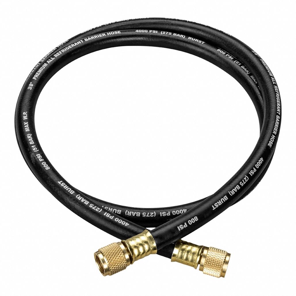 Hose: 5 ft Lg, 0° Angle, Black, Rubber, Single Hose, No Valve Termination