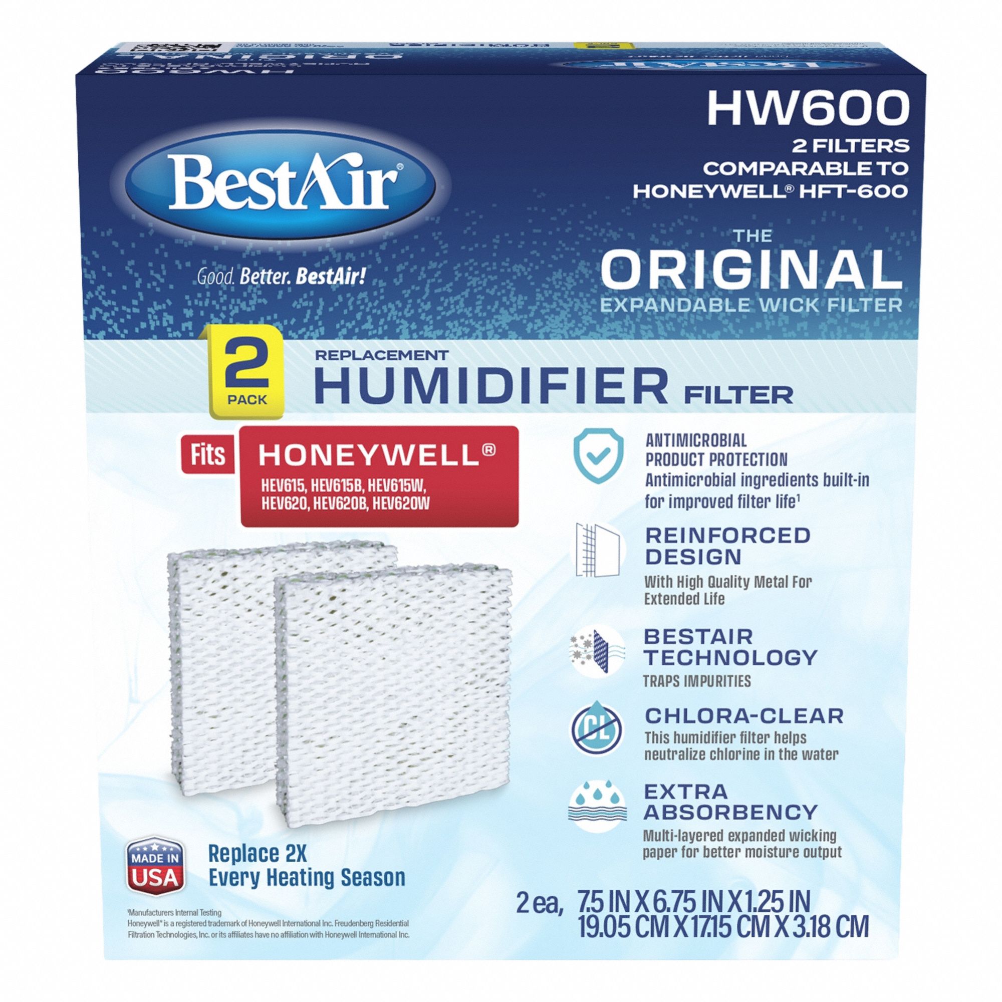BestAir HW600 Humidifier Filter PK2