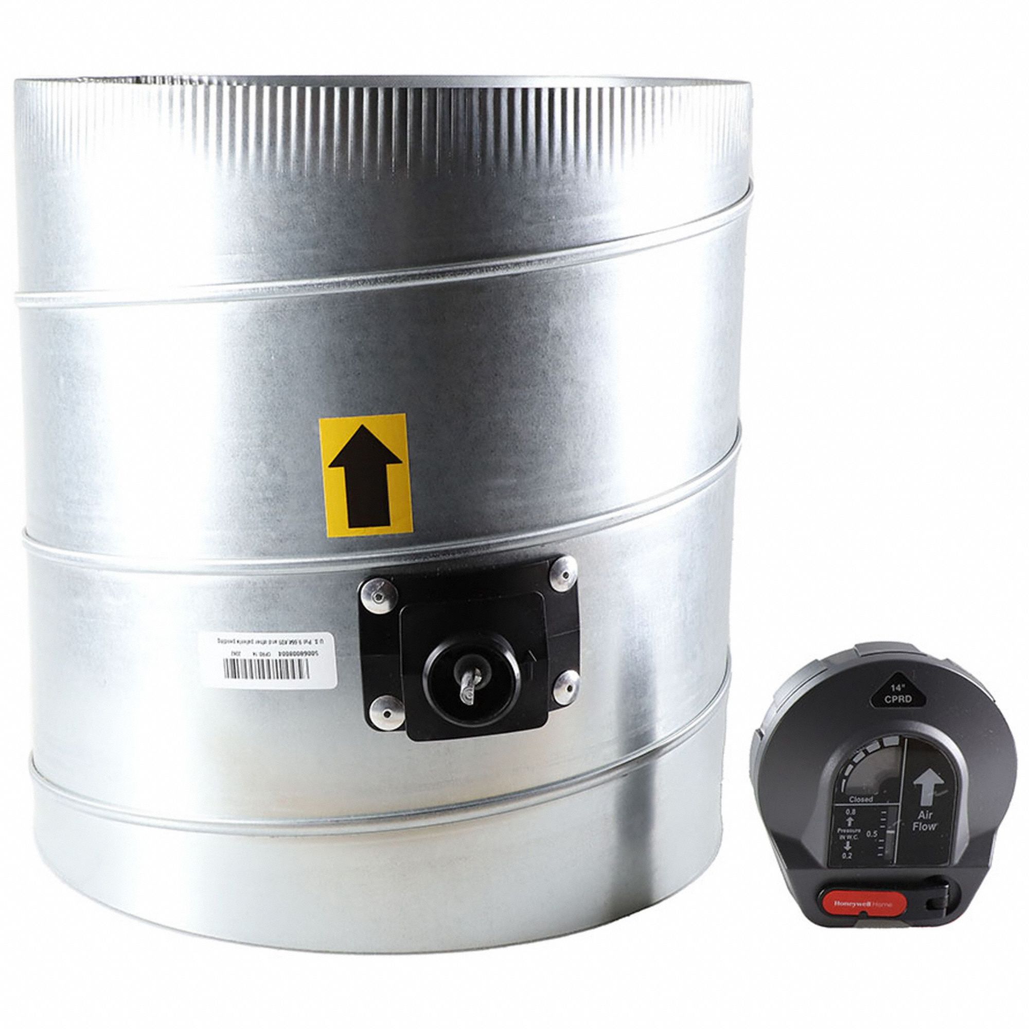 Round Bypass Zoning Damper, Steel, 14" dia: 14 in Duct, 44 1/8 in L, Steel Frame