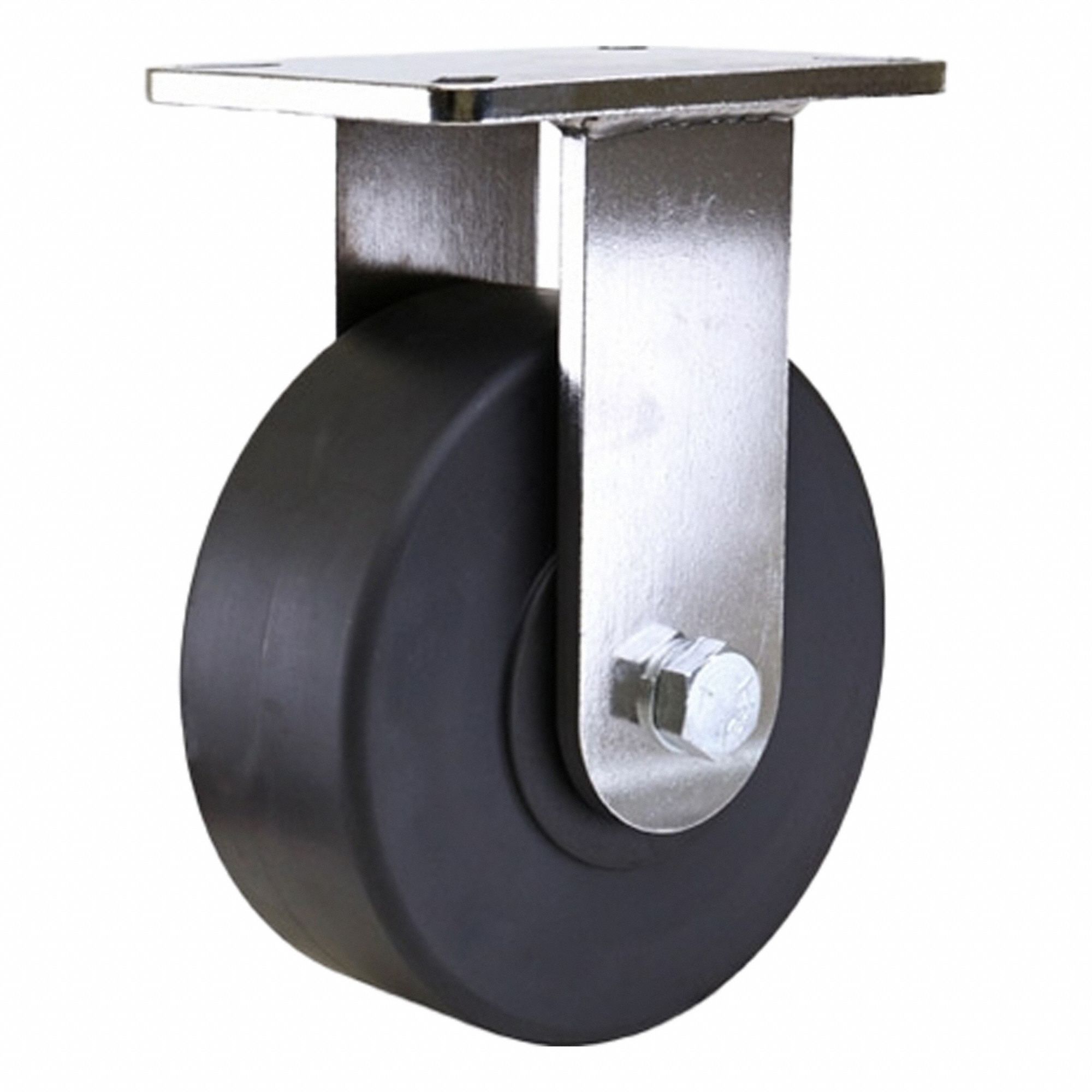 Plate Caster: Rigid, Nylon, 8 in Wheel Dia, 3 in Wheel Wd, 10 1/2 in Mounting Ht, Rectangle