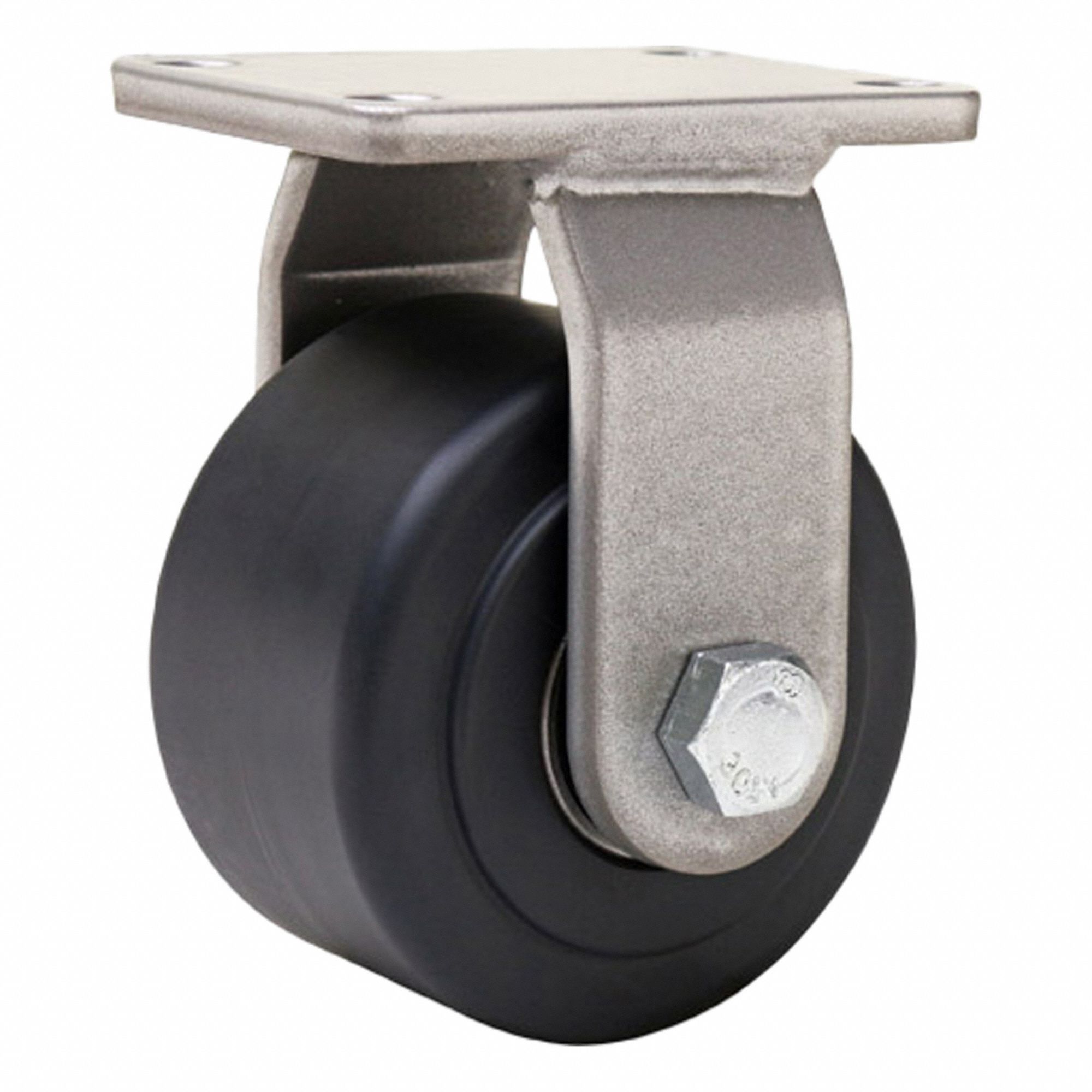 Plate Caster: Rigid, Nylon, 3 1/2 in Wheel Dia, 2 in Wheel Wd, 4 11/16 in Mounting Ht, Ball