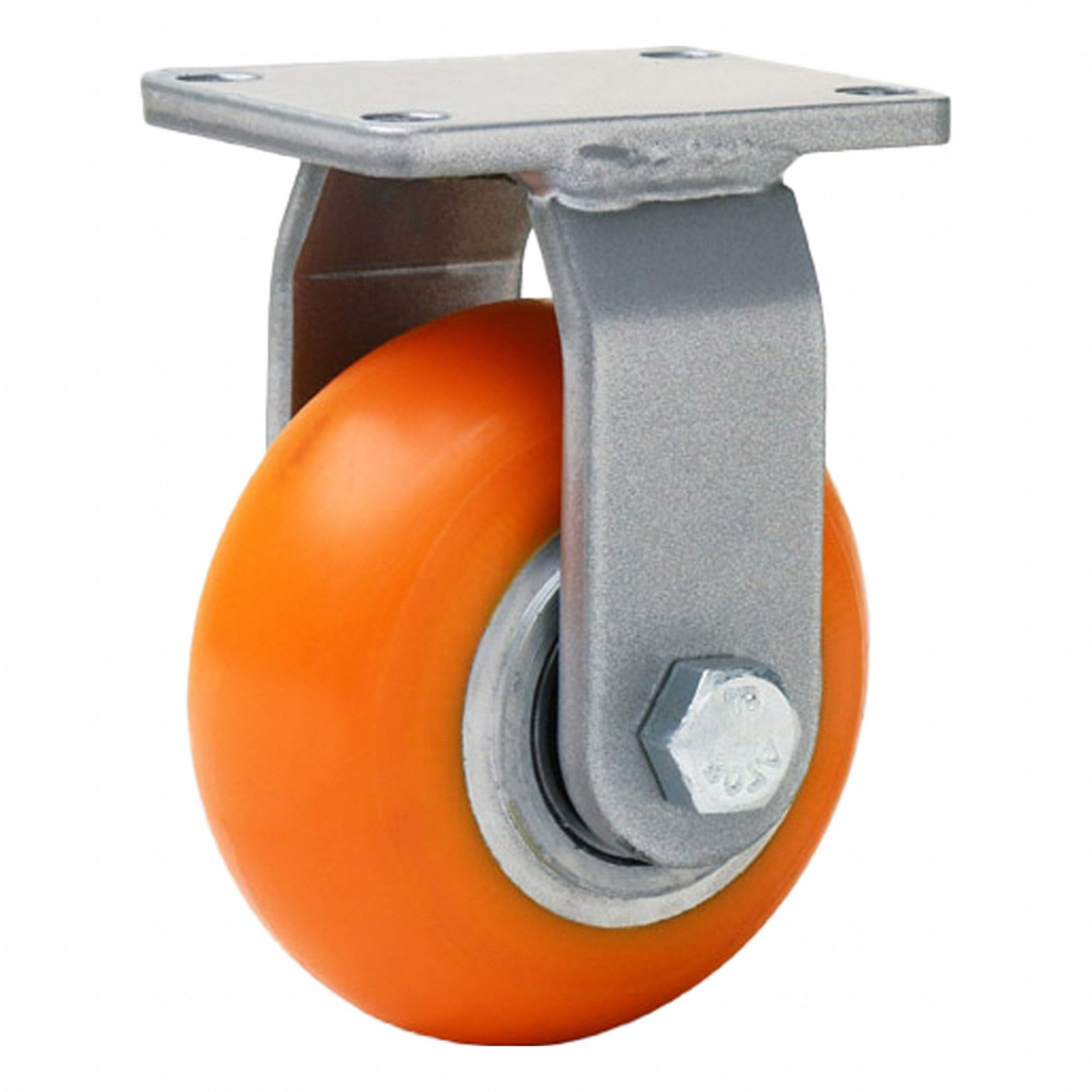 Plate Caster: Rigid, Polyurethane, 4 in Wheel Dia, 2 in Wheel Wd, 5 1/8 in Mounting Ht