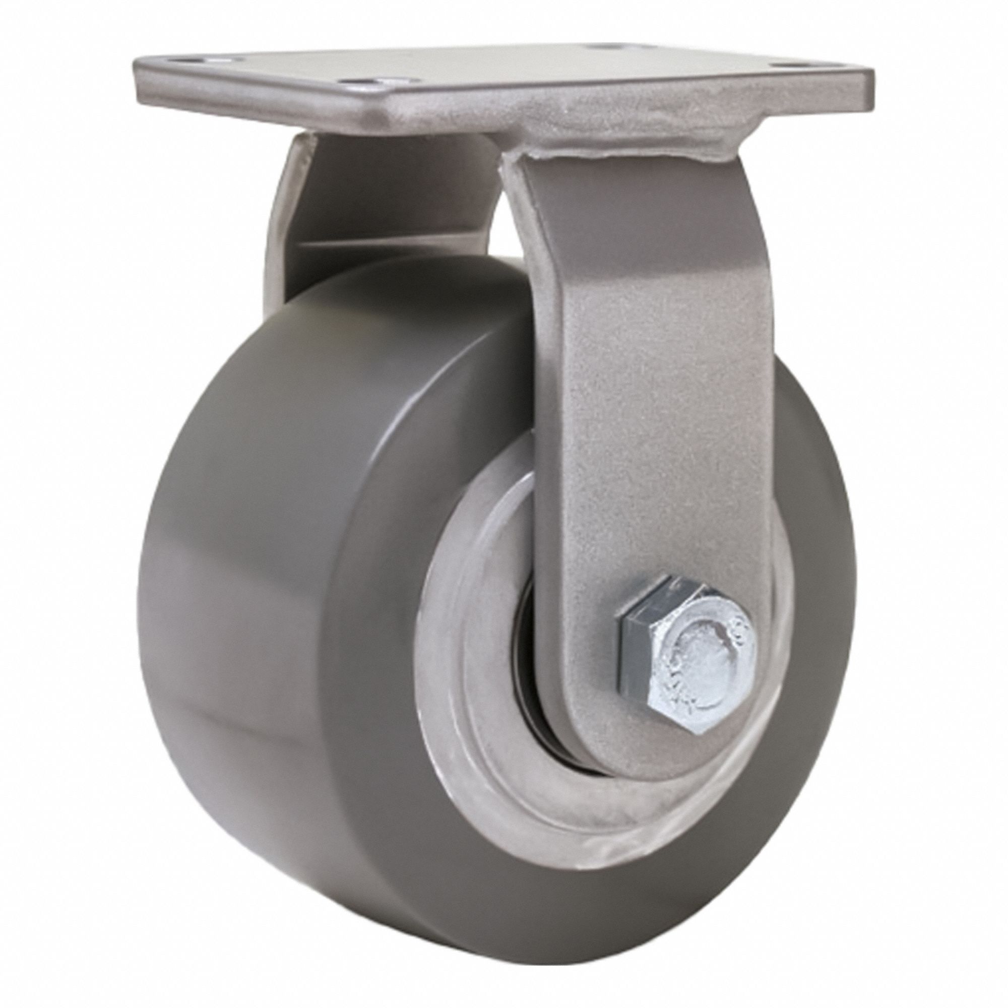 Plate Caster: Rigid, Polyurethane, 4 in Wheel Dia, 2 in Wheel Wd, 5 1/8 in Mounting Ht