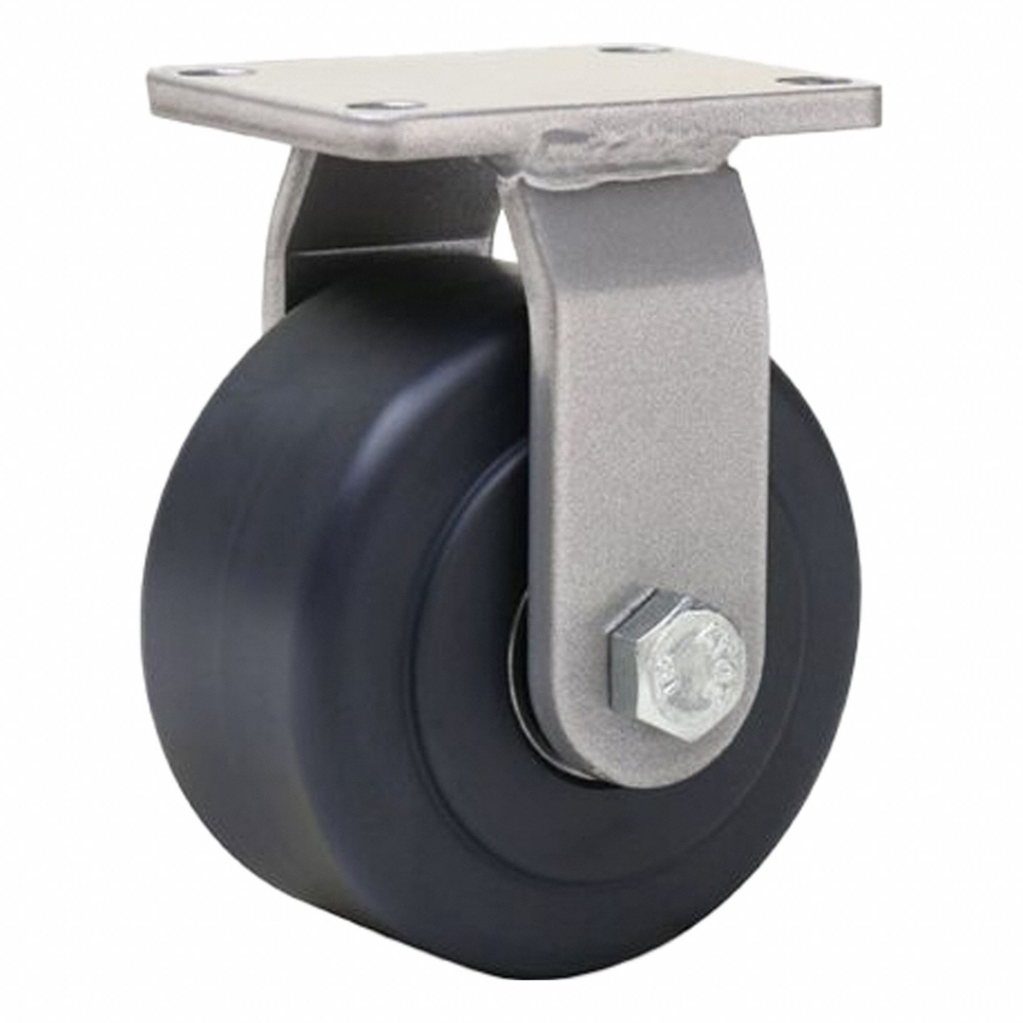 Plate Caster: Rigid, Nylon, 4 in Wheel Dia, 2 in Wheel Wd, 5 1/8 in Mounting Ht, Rectangle