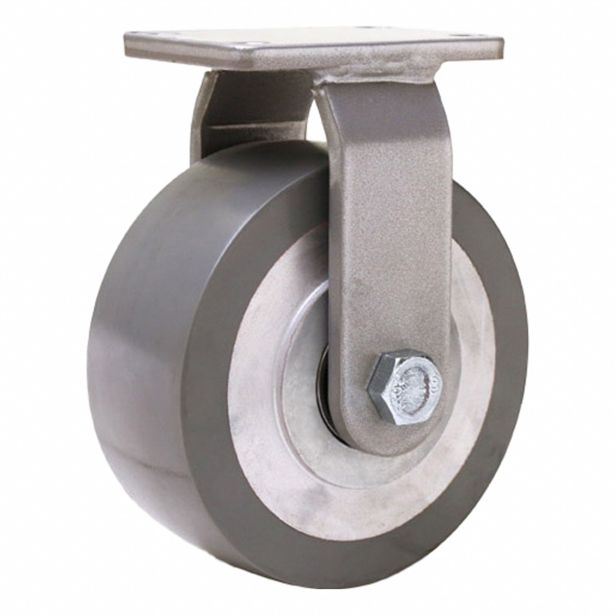 Plate Caster: Rigid, Polyurethane, 5 in Wheel Dia, 2 in Wheel Wd, 6 3/16 in Mounting Ht