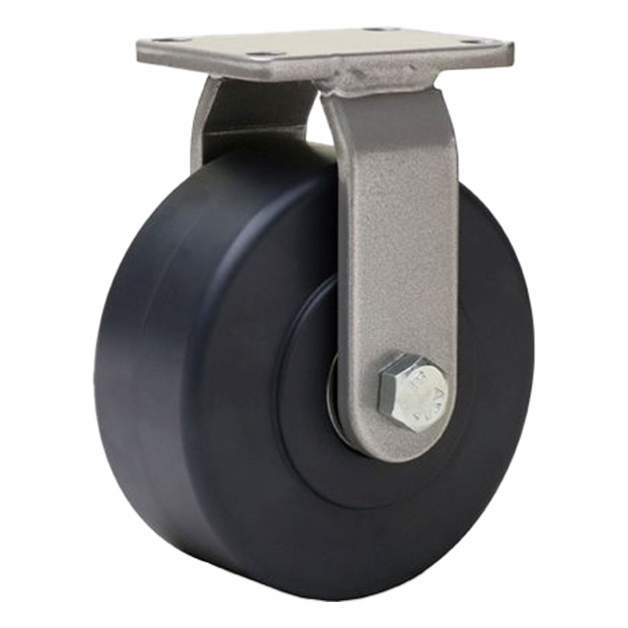 Plate Caster: Rigid, Nylon, 5 in Wheel Dia, 2 in Wheel Wd, 6 3/16 in Mounting Ht, Rectangle