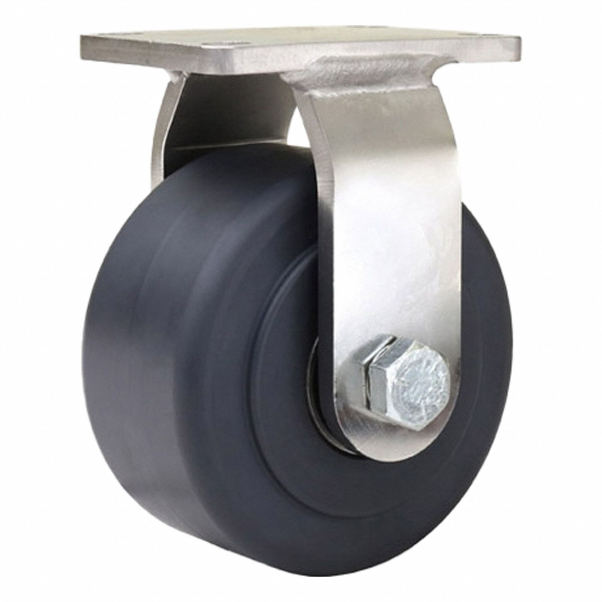 Plate Caster: Rigid, Nylon, 4 in Wheel Dia, 2 in Wheel Wd, 5 1/8 in Mounting Ht, Rectangle