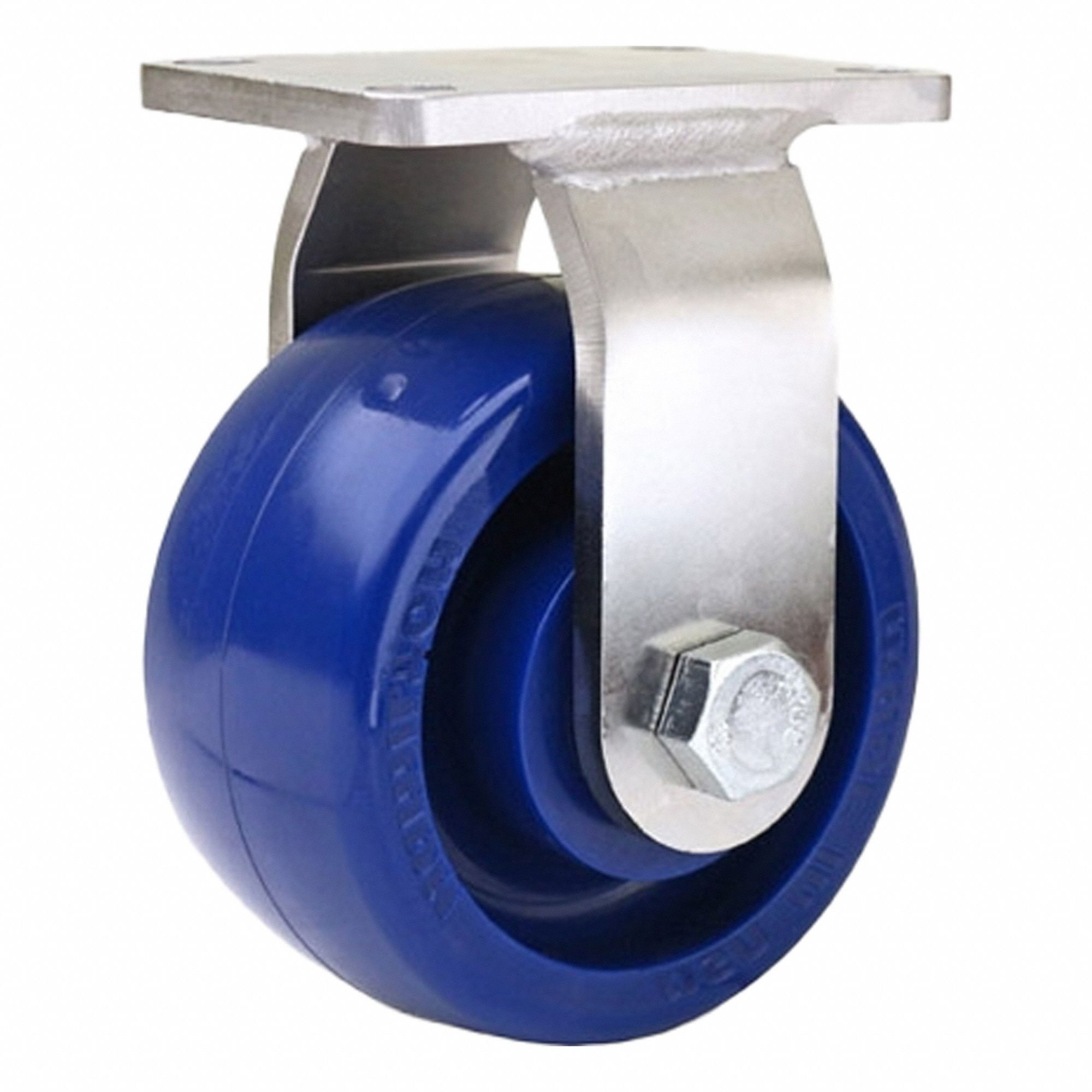 Plate Caster: Rigid, Polyurethane, 4 in Wheel Dia, 2 in Wheel Wd, 5 1/8 in Mounting Ht