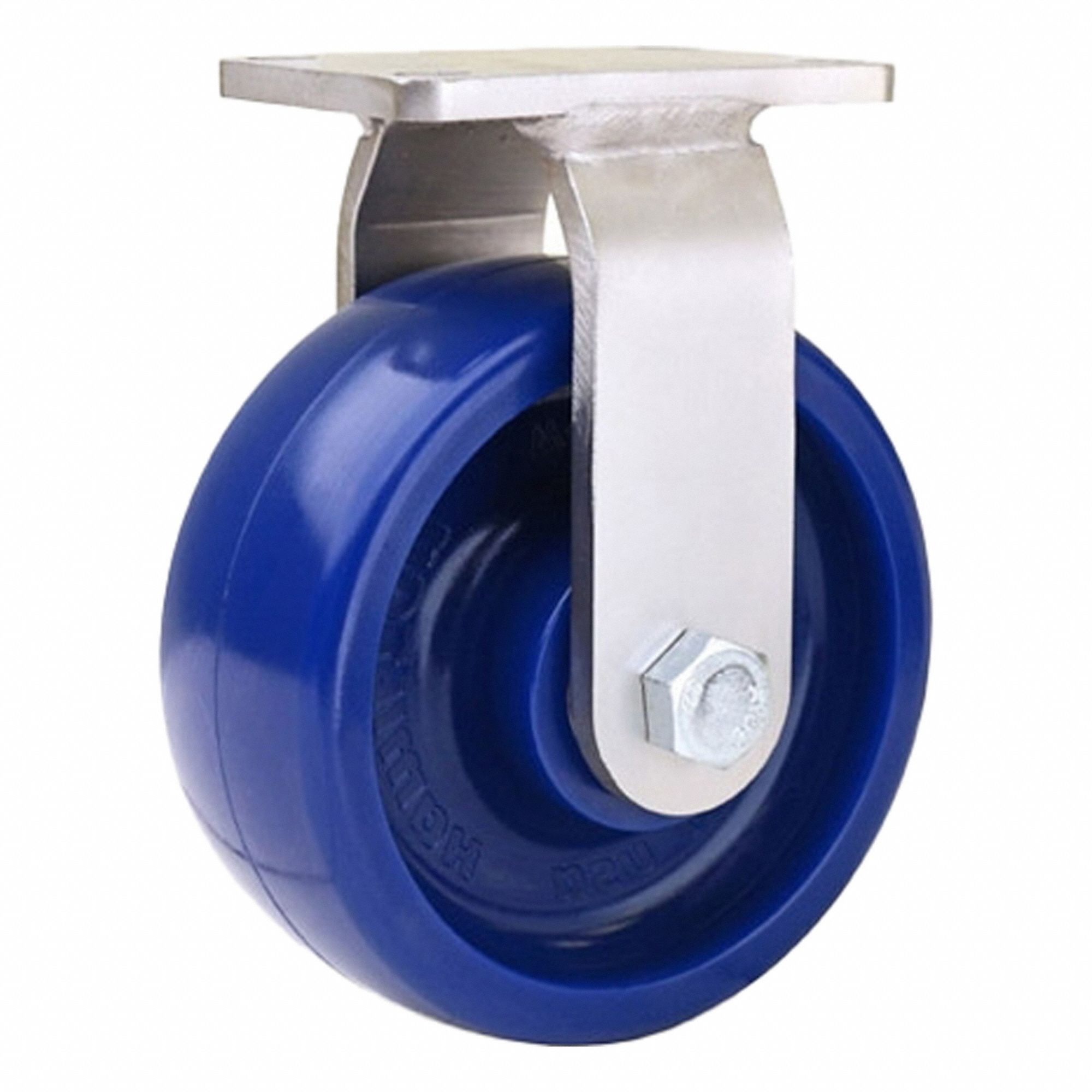 Plate Caster: Rigid, Polyurethane, 5 in Wheel Dia, 2 in Wheel Wd, 6 3/16 in Mounting Ht