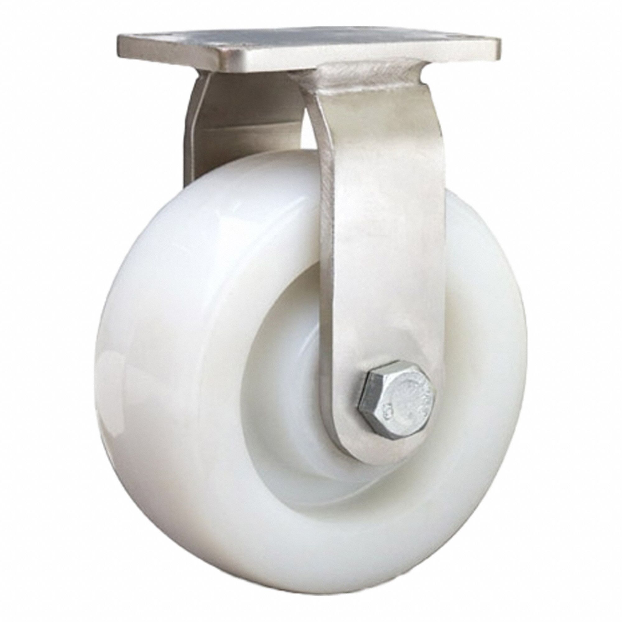 Plate Caster: Rigid, Nylon, 5 in Wheel Dia, 2 in Wheel Wd, 6 3/16 in Mounting Ht, Rectangle