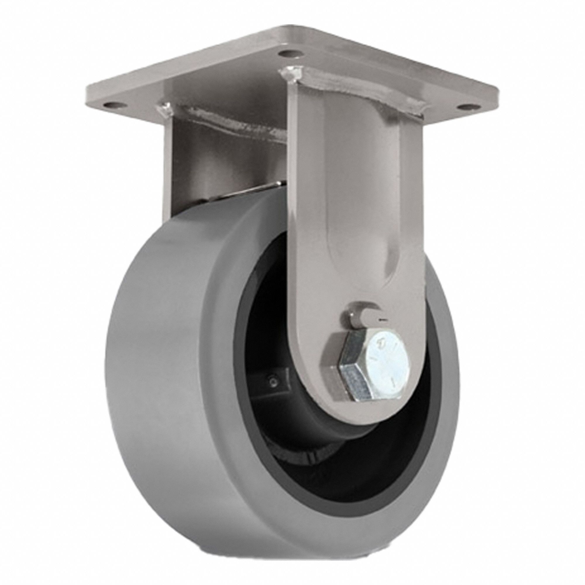 Plate Caster: Rigid, Polyurethane, 10 in Wheel Dia, 4 in Wheel Wd, 13 in Mounting Ht, Ball