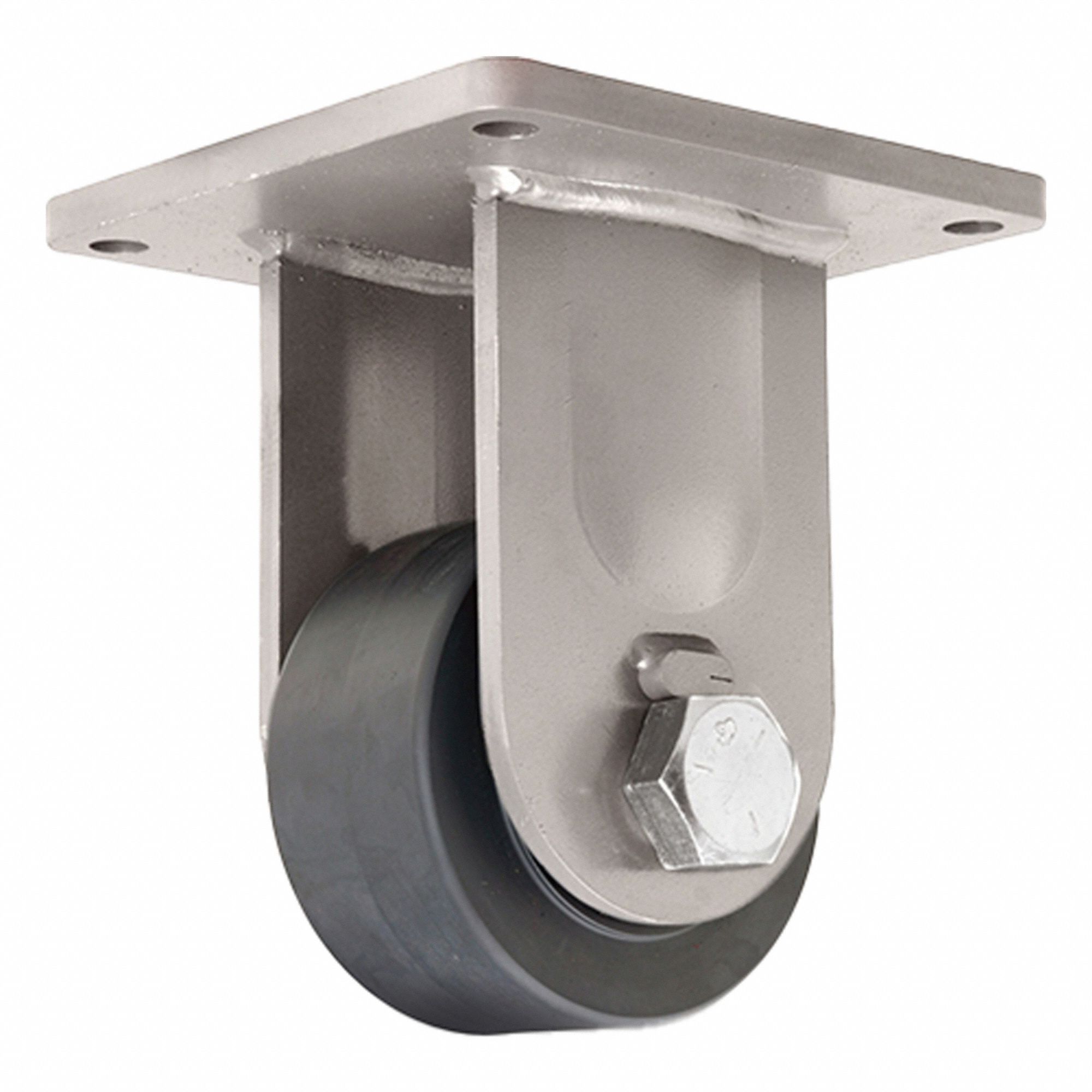 Plate Caster: Rigid, Nylon, 6 in Wheel Dia, 3 in Wheel Wd, 9 in Mounting Ht, Square, Ball