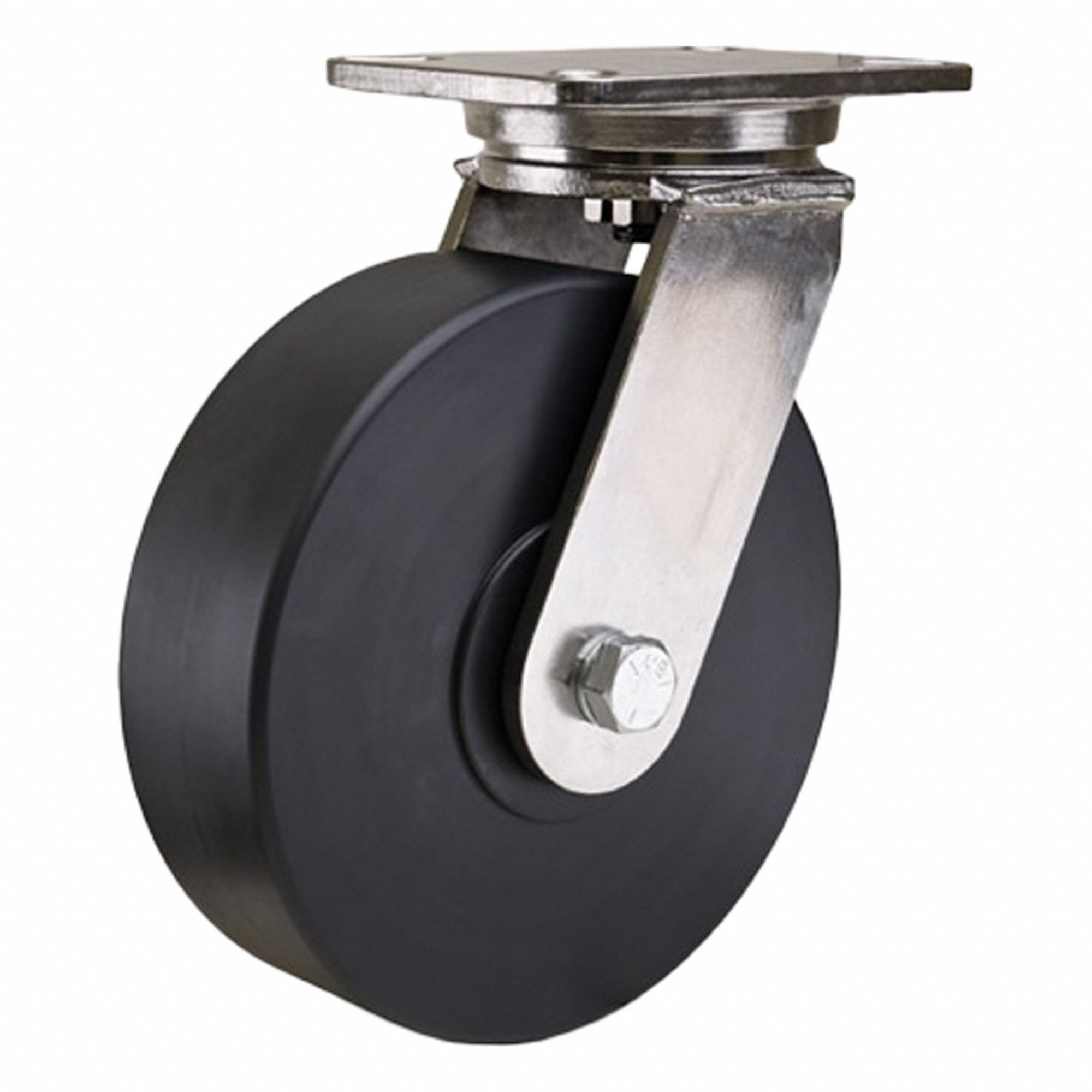 Plate Caster: Swivel, Nylon, 10 in Wheel Dia, 3 in Wheel Wd, 12 1/2 in Mounting Ht, Ball