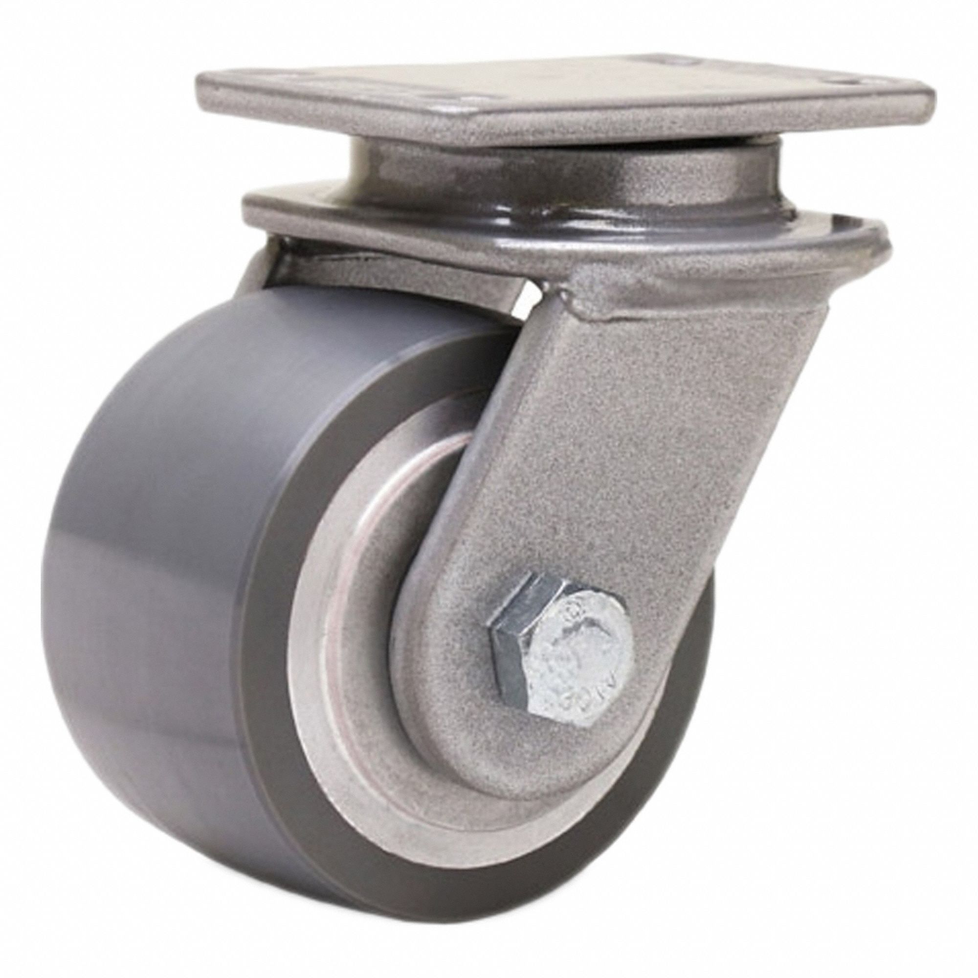 Plate Caster: Swivel, Polyurethane, 3 1/2 in Wheel Dia, 2 in Wheel Wd, 600 lb Load Capacity
