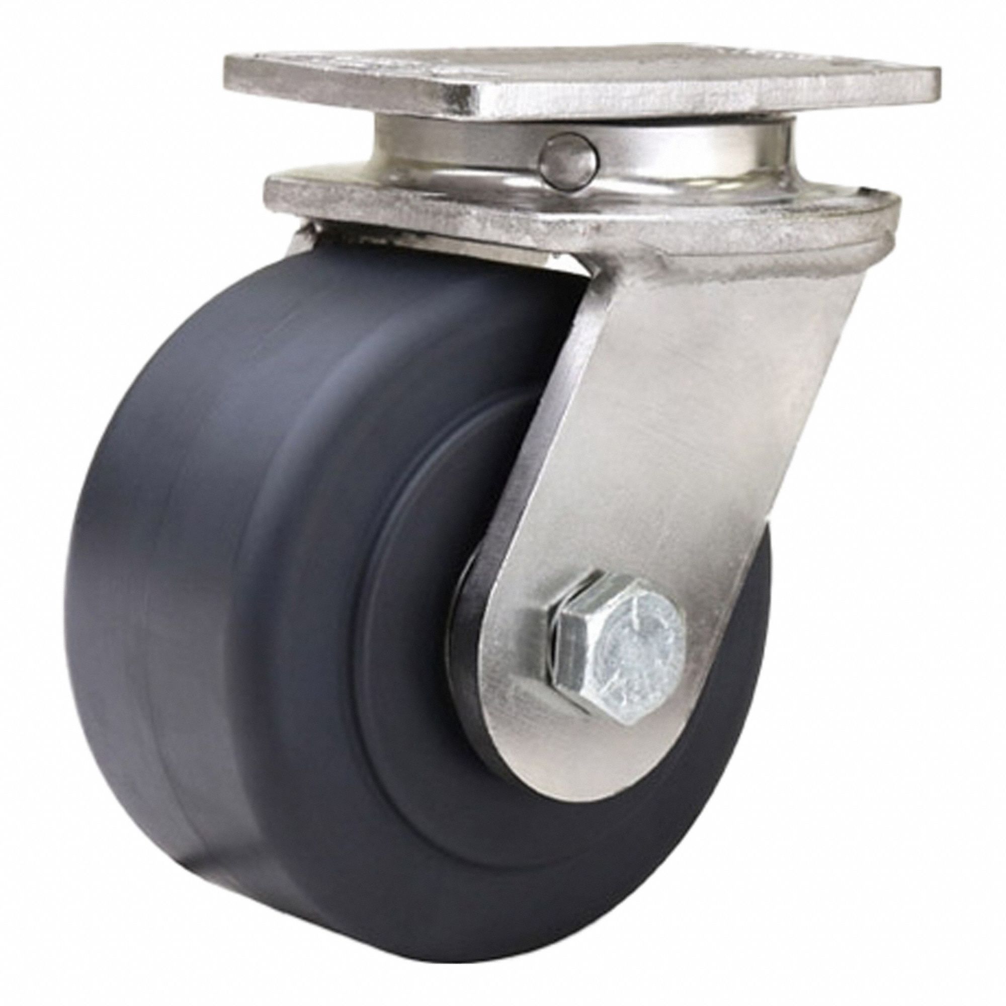 Plate Caster: Swivel, Nylon, 4 in Wheel Dia, 2 in Wheel Wd, 5 1/8 in Mounting Ht, Rectangle