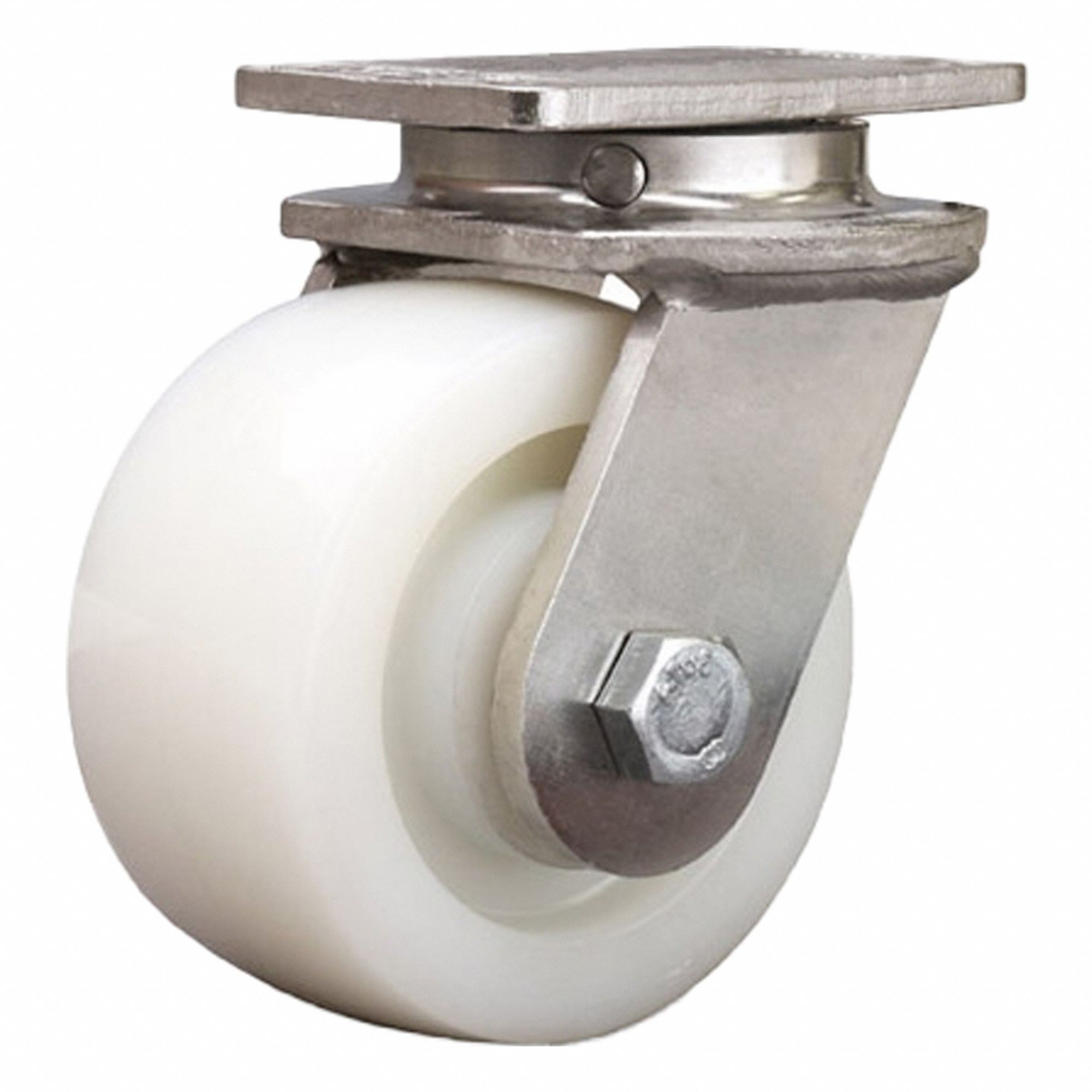 Plate Caster: Swivel, Nylon, 4 in Wheel Dia, 2 in Wheel Wd, 5 1/8 in Mounting Ht, Rectangle