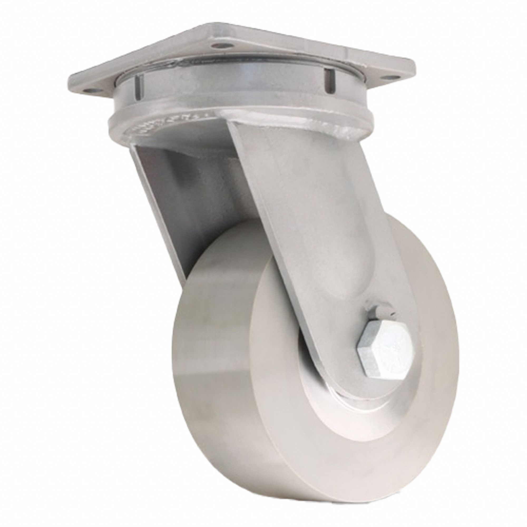 Plate Caster: Swivel, Polyurethane, 10 in Wheel Dia, 4 in Wheel Wd, 13 in Mounting Ht, Ball