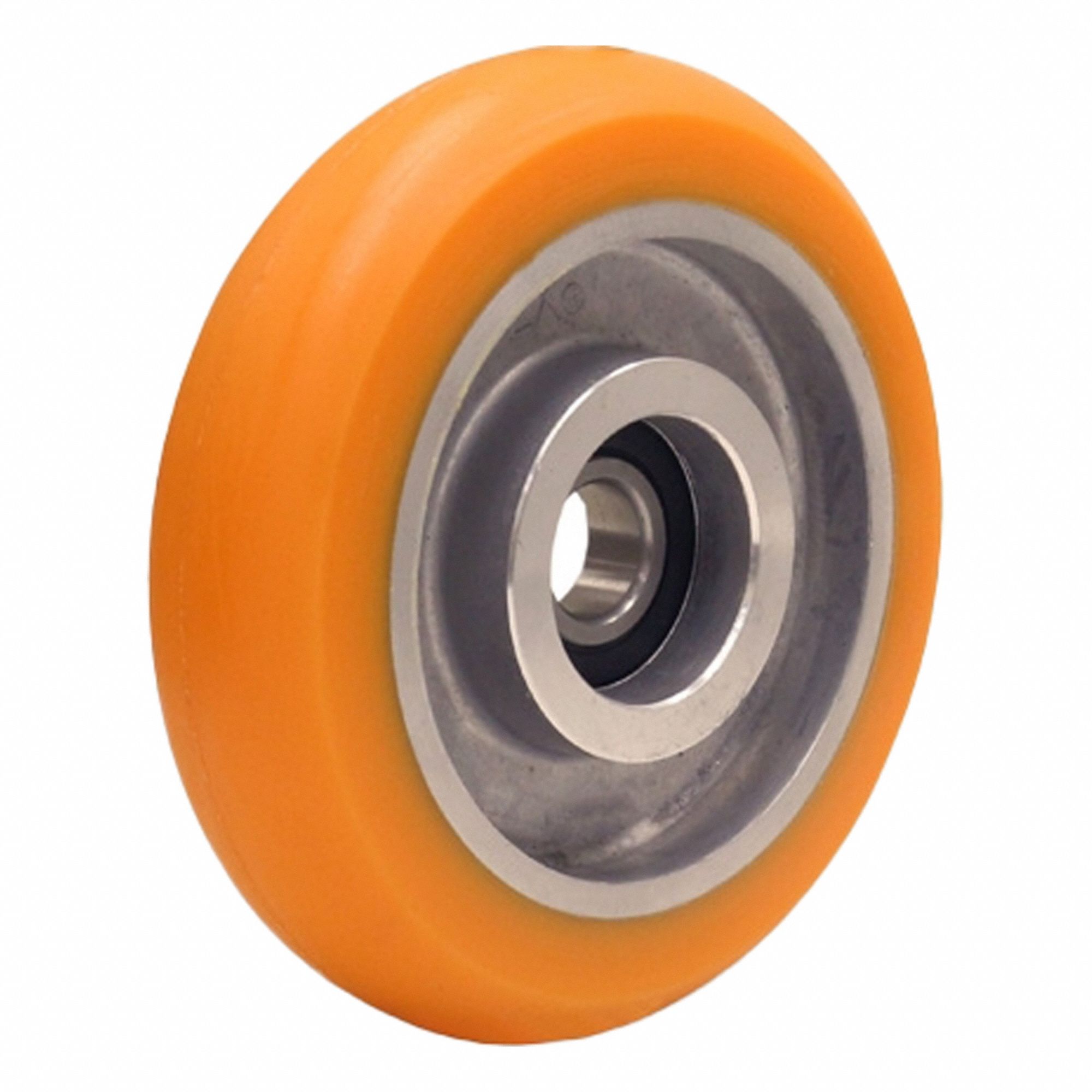 Caster Wheel: 5 in Wheel Dia., 1 1/4 in Wheel Wd, Polyurethane, 450 lb Load Rating, Orange