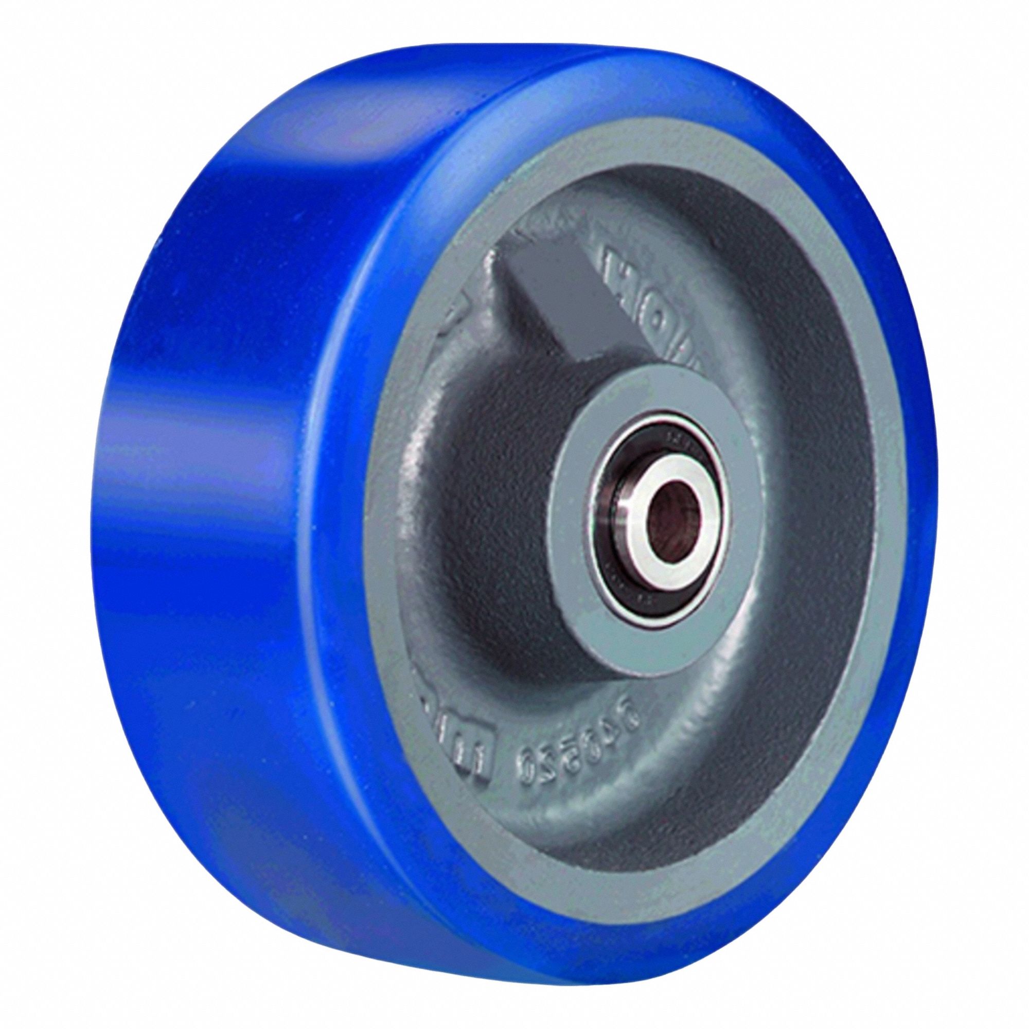 Caster Wheel: 6 in Wheel Dia., 1 1/2 in Wheel Wd, Polyurethane, 680 lb Load Rating, Blue