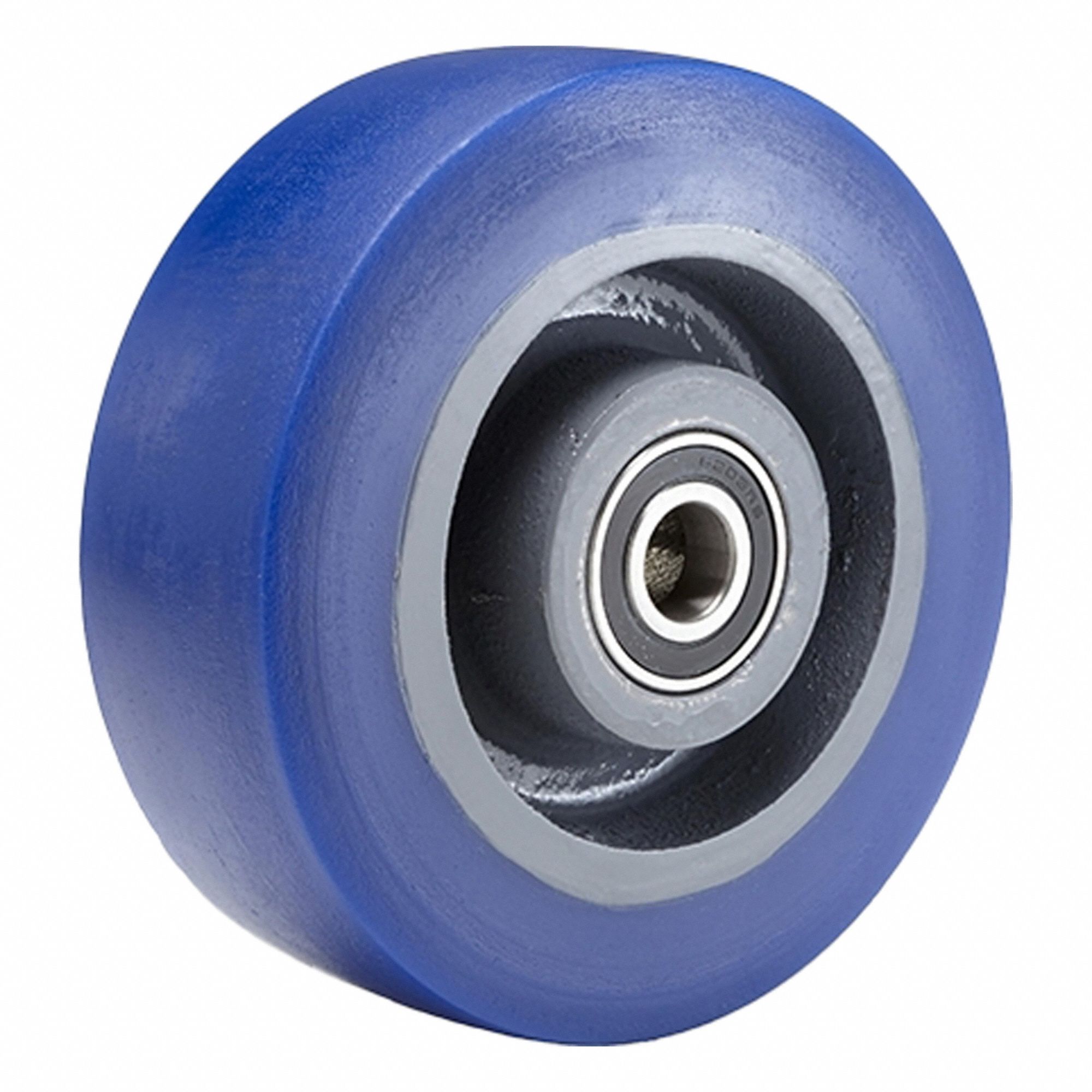 Caster Wheel: 6 in Wheel Dia., 2 in Wheel Wd, Polyurethane, 1, 300 lb Load Rating, Cast Iron