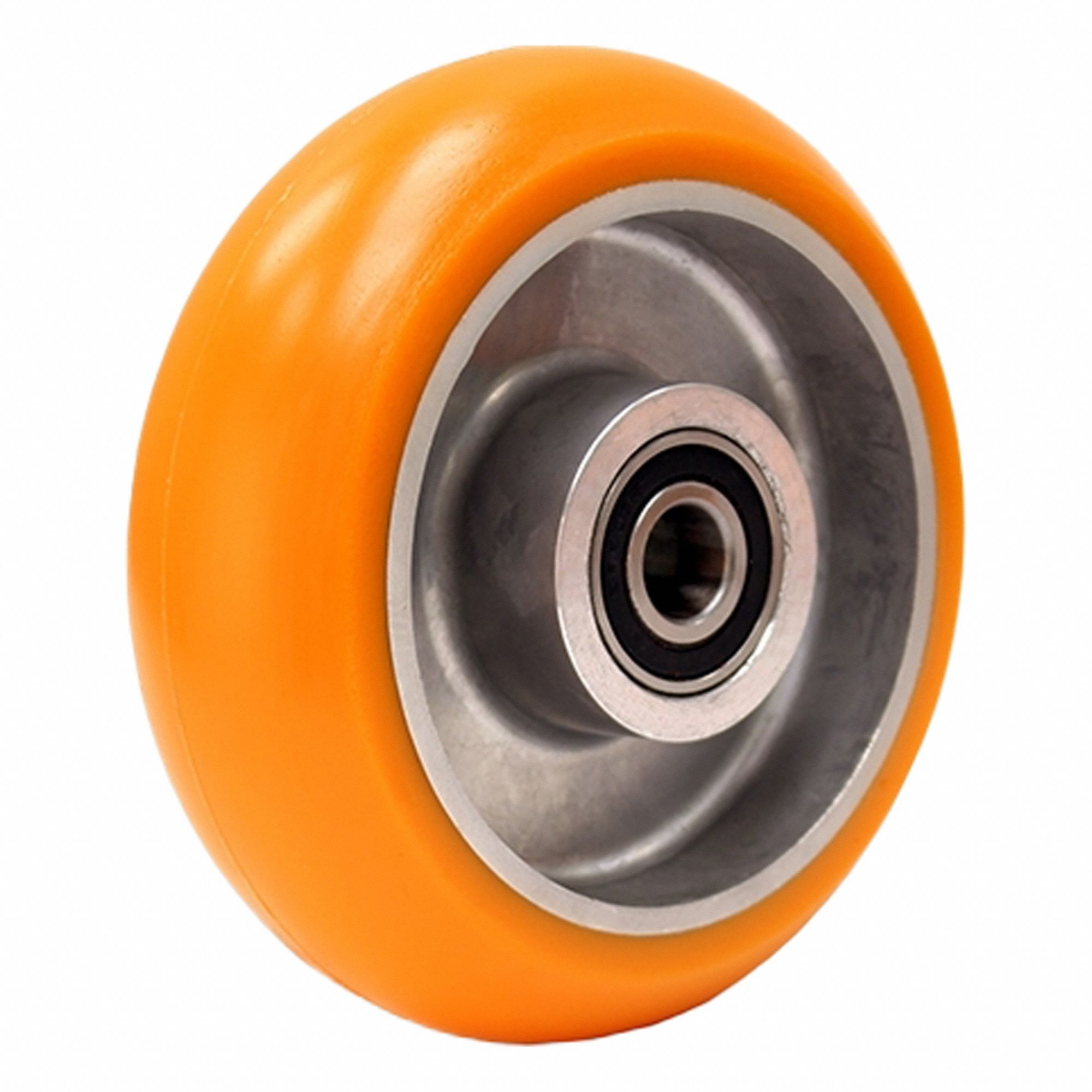 Caster Wheel: 6 in Wheel Dia., 2 in Wheel Wd, Polyurethane, 800 lb Load Rating, Aluminum
