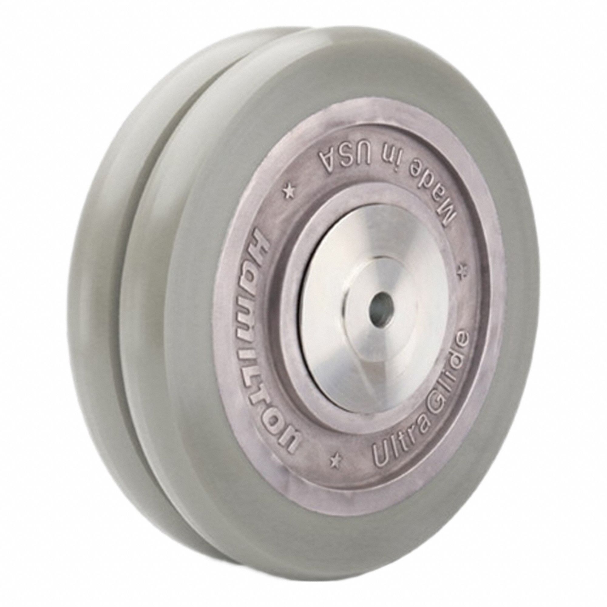 Caster Wheel: 8 in Wheel Dia., 2 in Wheel Wd, Polyurethane, 2, 400 lb Load Rating, Aluminum