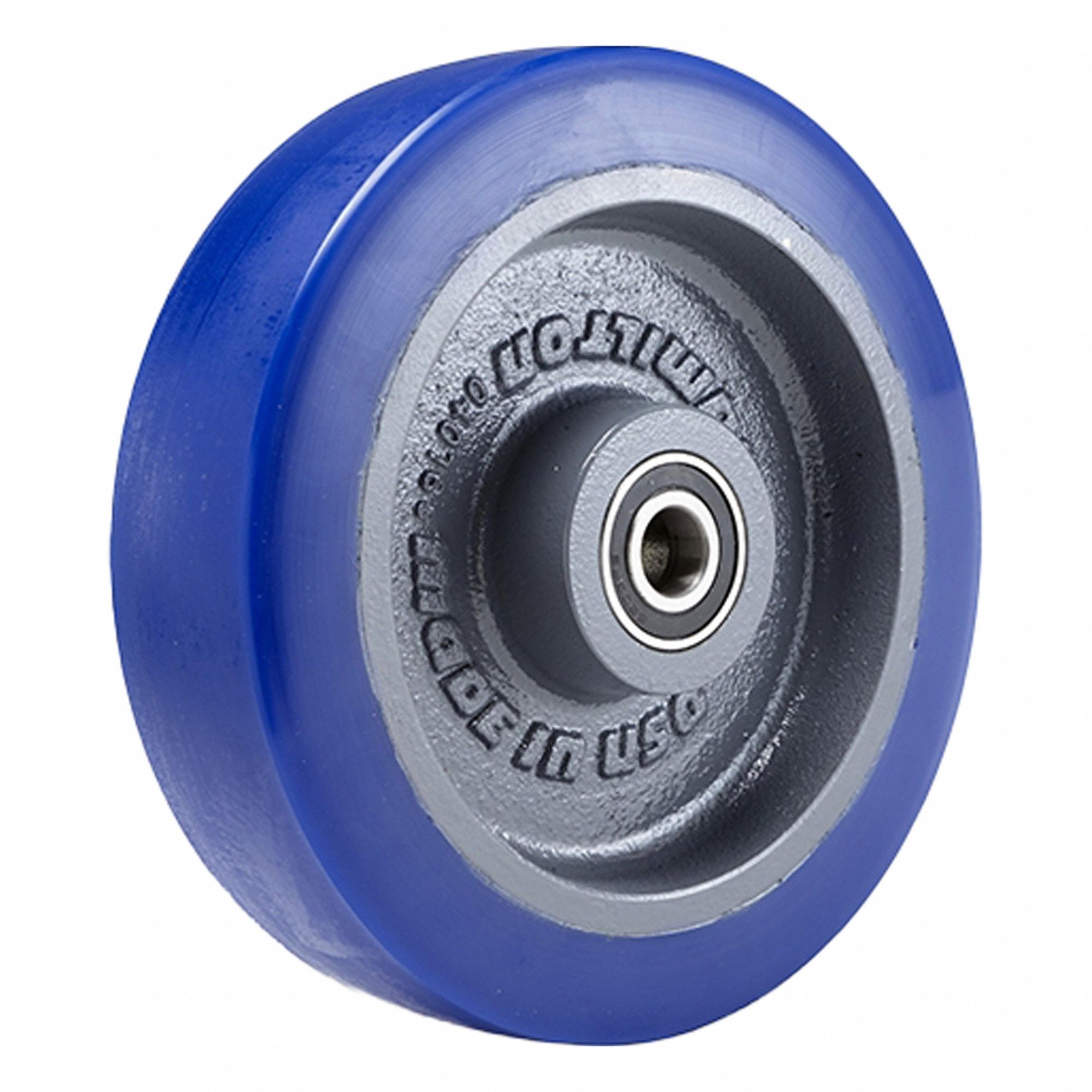 Caster Wheel: 8 in Wheel Dia., 2 in Wheel Wd, Polyurethane, 1, 650 lb Load Rating, Cast Iron
