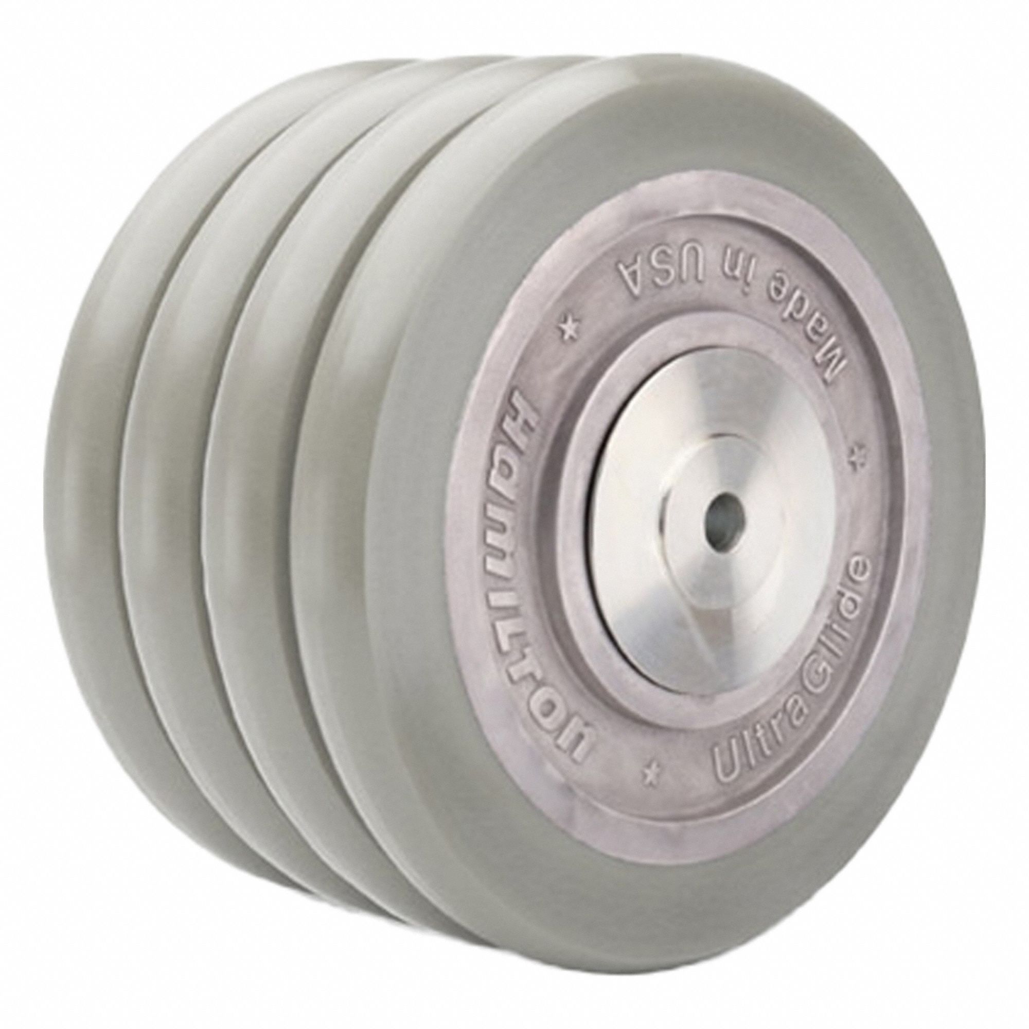 Caster Wheel: 8 in Wheel Dia., 4 in Wheel Wd, Polyurethane, 4, 500 lb Load Rating, Aluminum