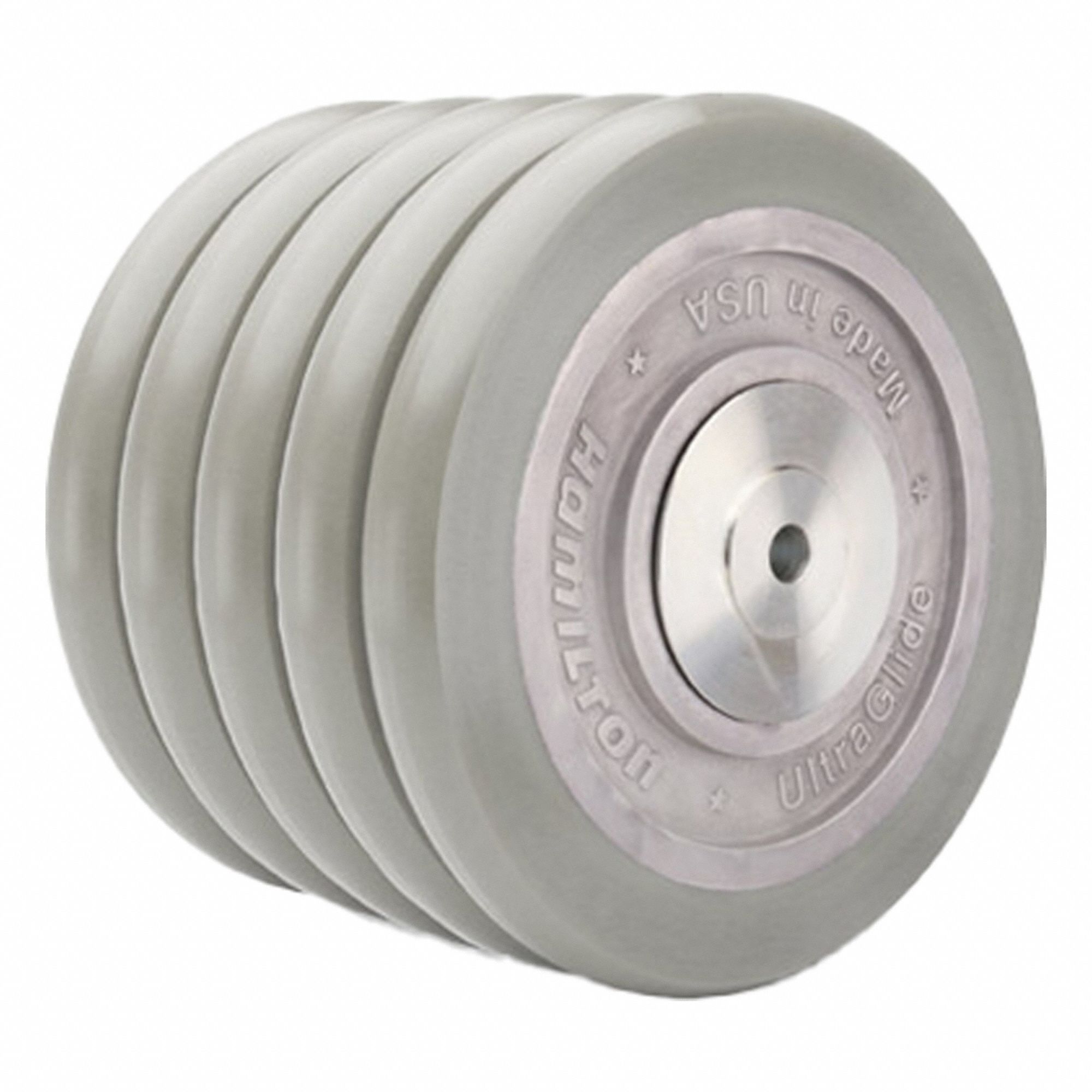Caster Wheel: 8 in Wheel Dia., 5 in Wheel Wd, Polyurethane, 5, 000 lb Load Rating, Aluminum
