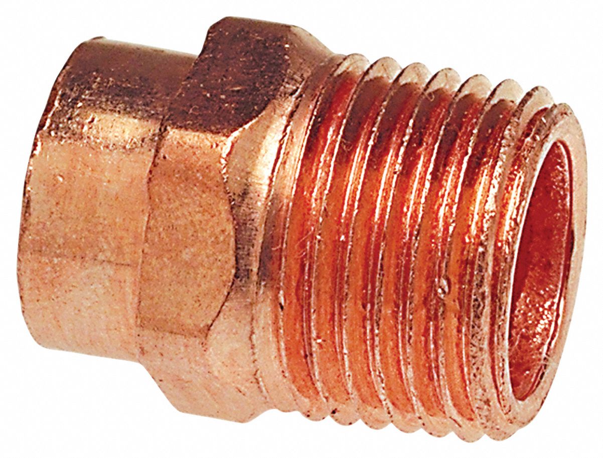 Sweat Fitting Adapter: 3/4 in CTS x 3/4 in Pipe, Cup x MNPT, Wrot Copper