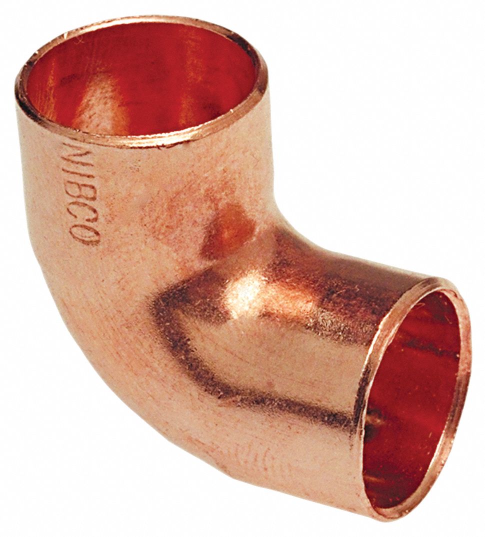 Sweat Fitting Elbow: 3 in CTS x 3 in CTS, Cup x FTG, Wrot Copper