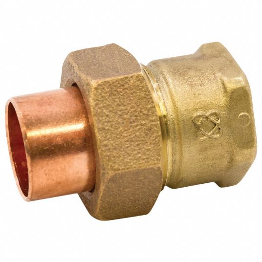 Fitting Union: Cast Bronze, Cup x FNPT, 2 in Copper Tube Size, For 2 1/8 in  Tube OD, 2 in Pipe Size