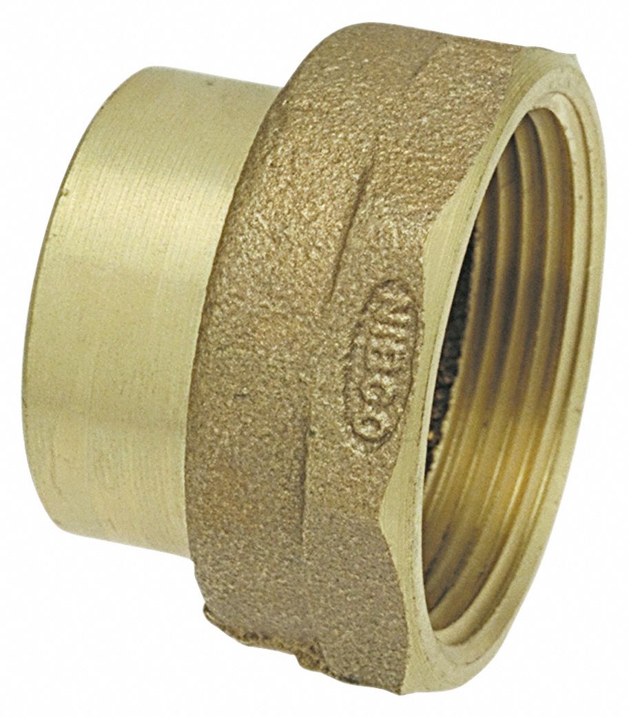 Sweat Fitting Adapter: 1 1/2 in CTS x 1 1/2 in Pipe, FTG x FNPT, Drain/Vent, Bronze