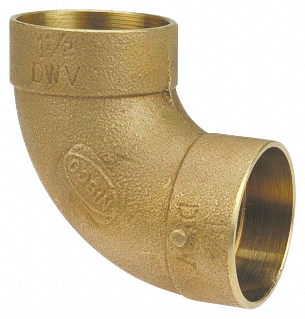 Sweat Fitting Elbow: 4 in CTS x 4 in CTS, Cup x FTG, Drain/Vent, Bronze