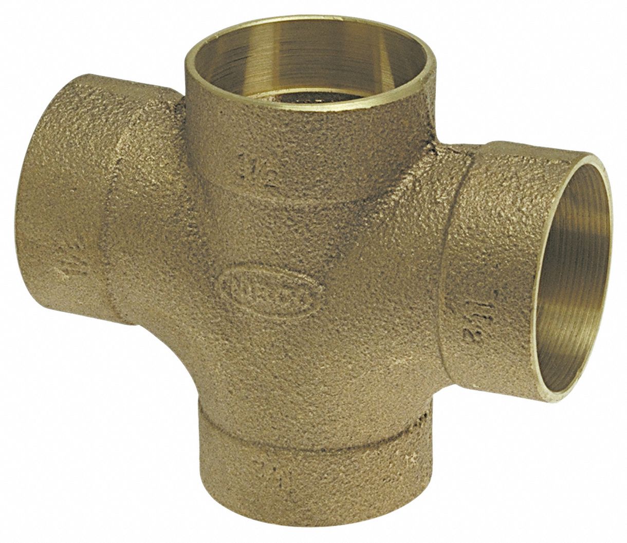 Sweat Fitting Tee: 2 in CTS x 2 in CTS x 1 1/2 in CTS, Cup x Cup x Cup, Drain/Vent, Bronze