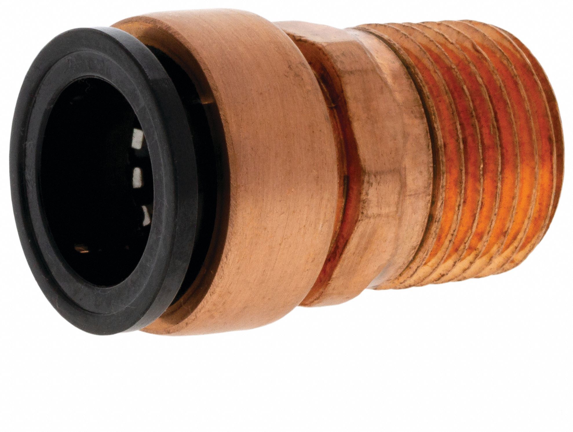 Push-Fit Adapter Fitting: 1/2 in OD x 1/2 in Pipe Size, Push-to-Connect x MNPT, Copper