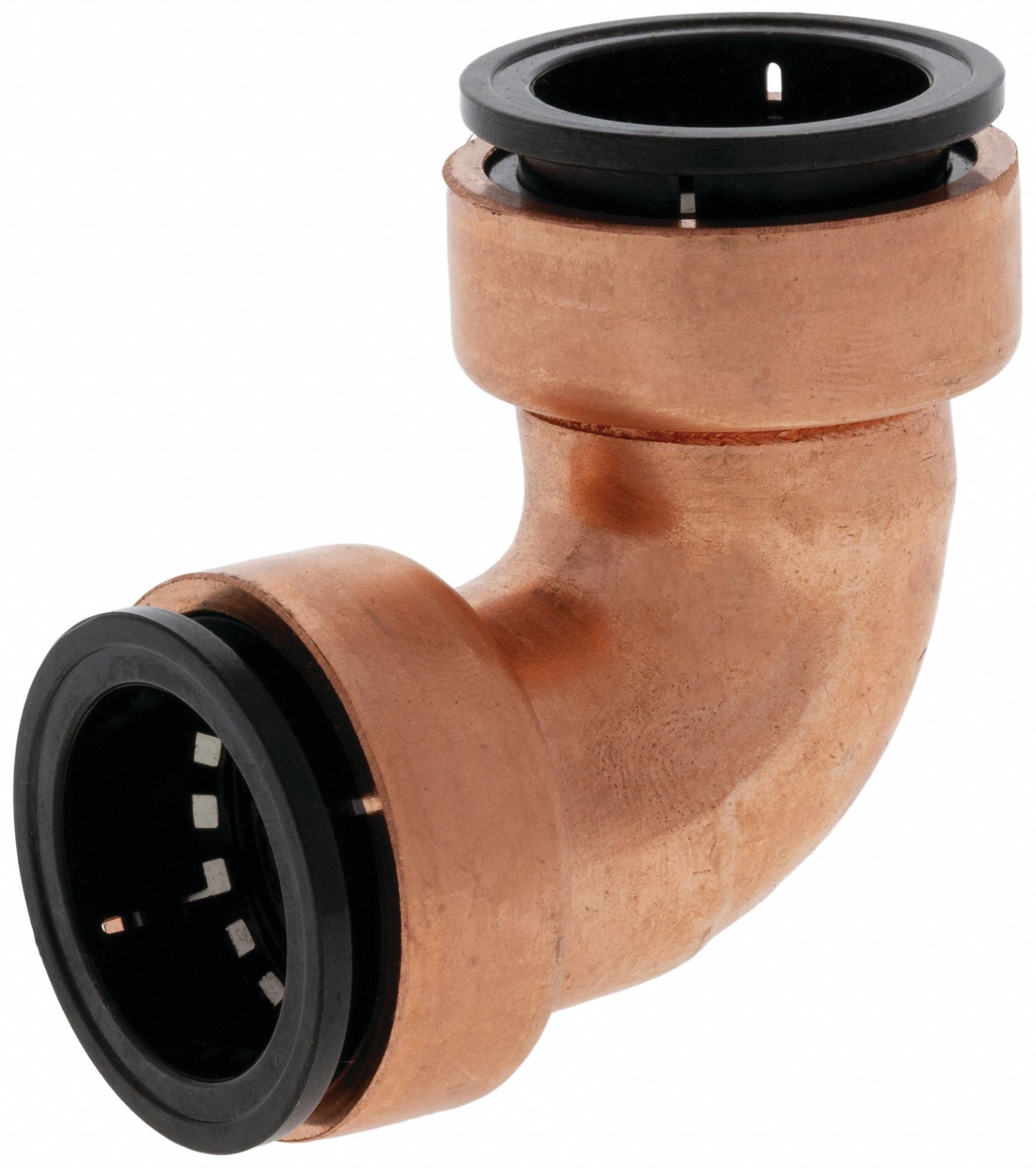 Push-Fit Elbow Fitting: 90° Elbow, 3/4 in OD x 3/4 in OD Size, Copper