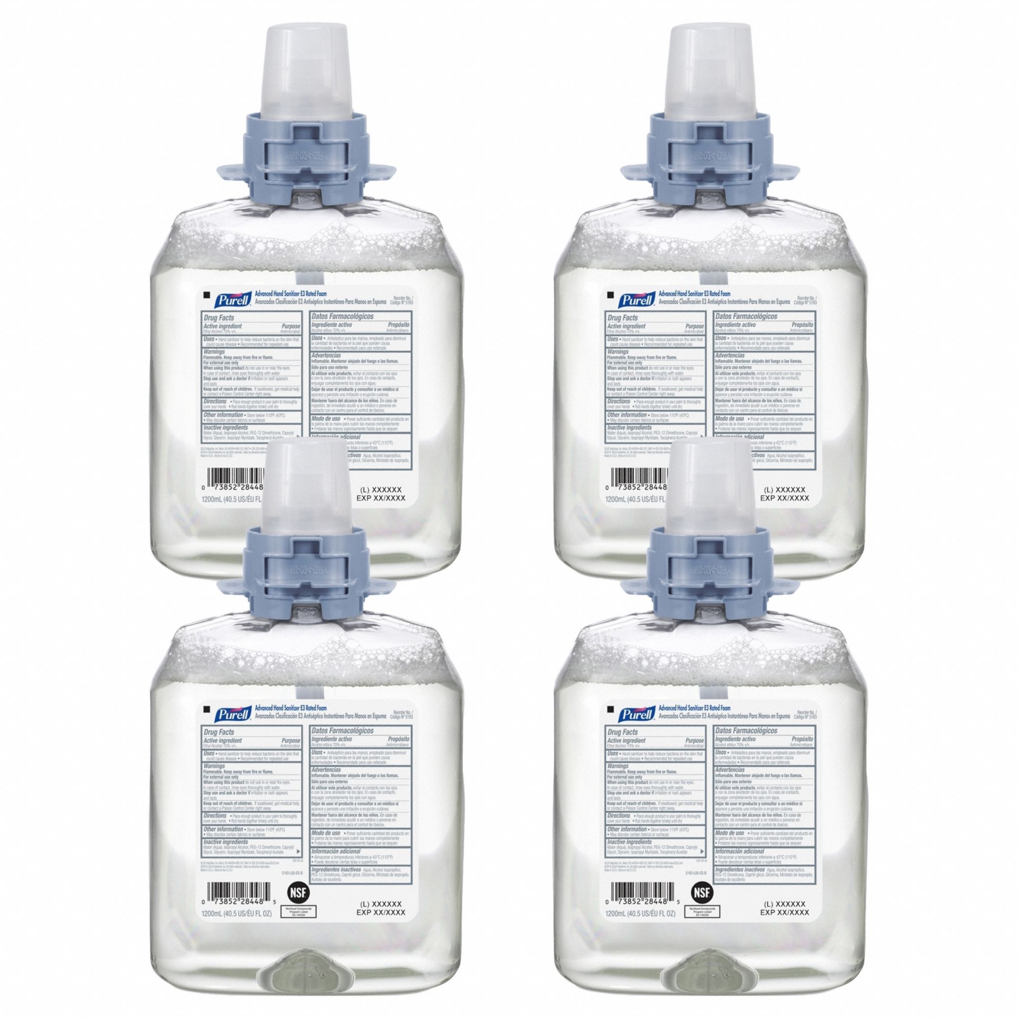 Hand Sanitizer: FMX-12™ Series, Foam, Cartridge, 1, 200 mL, Requires Dispenser, 4 PK