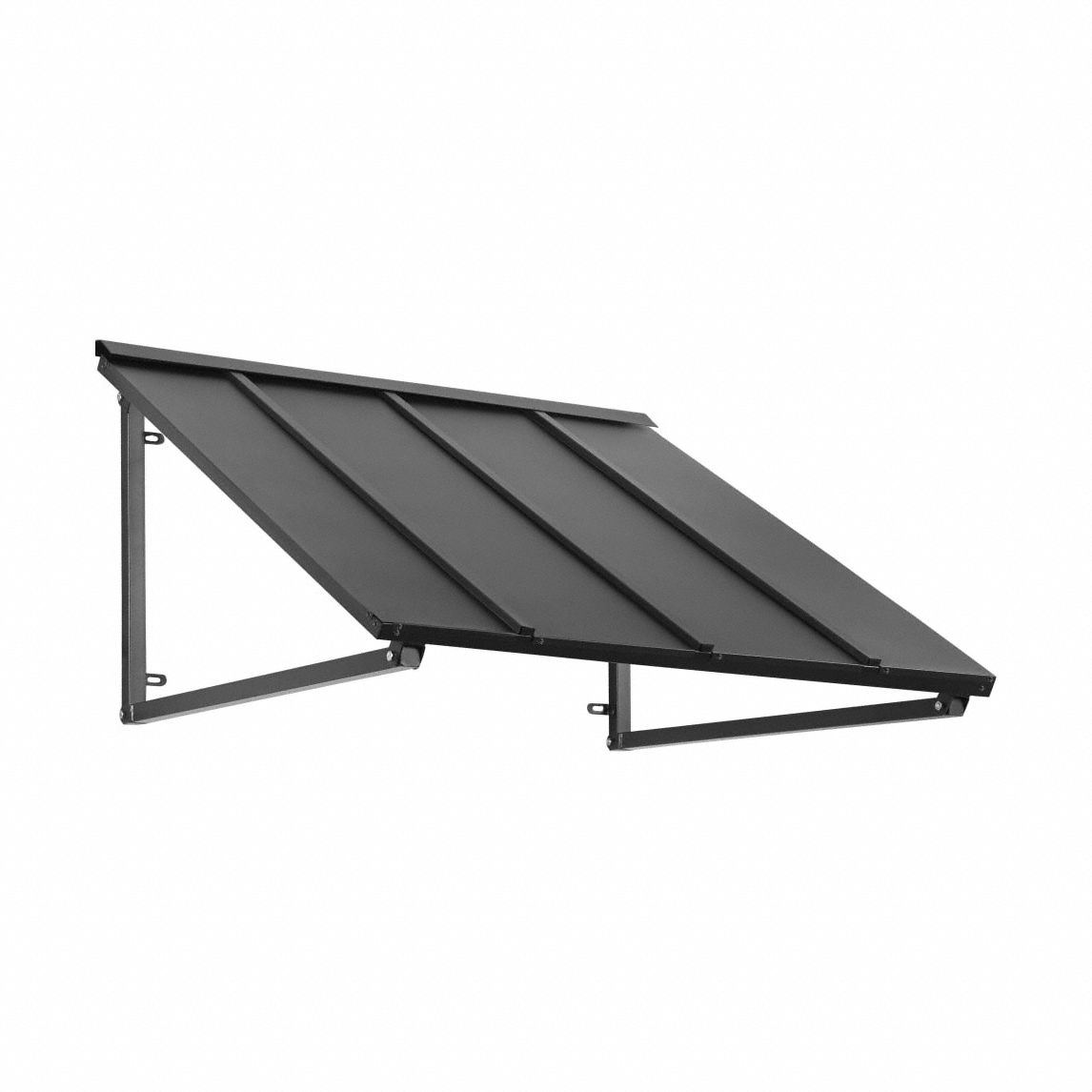 Standing Seam Awning: Metal, Steel, Tested for Heavy Snow Loads/Wall Mounting, Black, 24 in x 36 in
