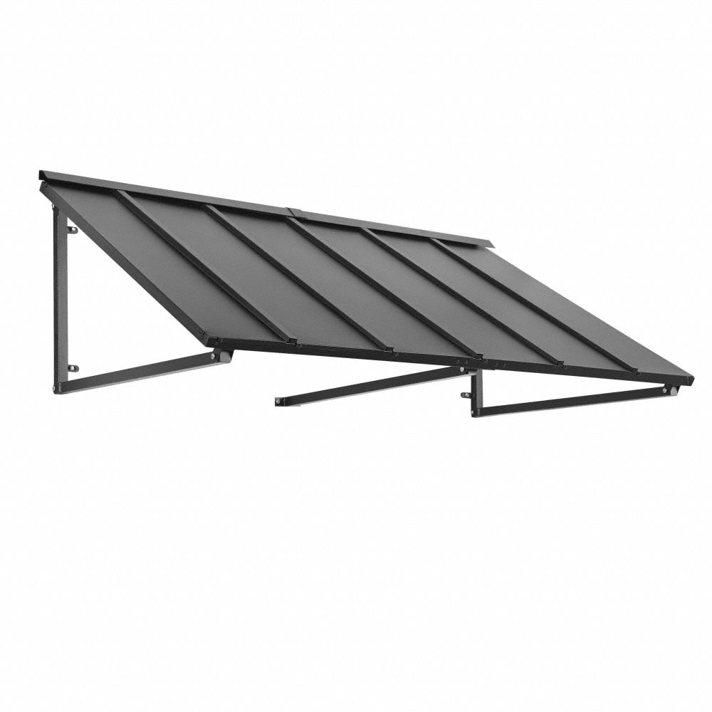 Standing Seam Awning: Metal, Steel, Tested for Heavy Snow Loads/Wall Mounting, Black, 24 in x 36 in