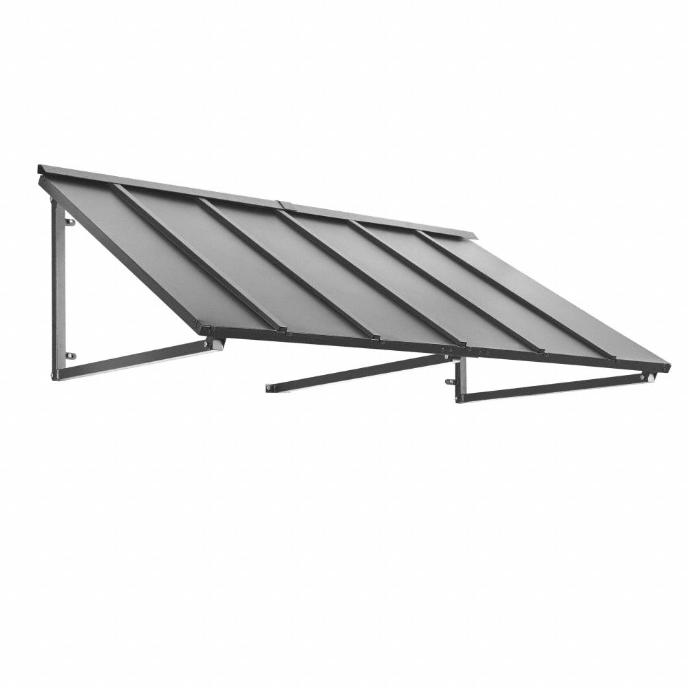 Standing Seam Awning: Metal, Steel, Tested for Heavy Snow Loads/Wall Mounting, Pewter, 24 in x 36 in