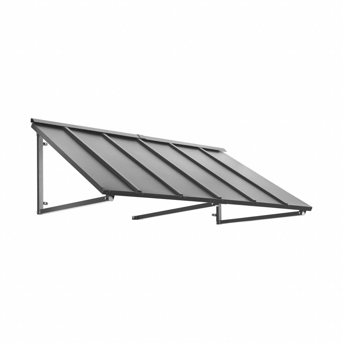 Standing Seam Awning: Metal, Steel, Tested for Heavy Snow Loads/Wall Mounting, Pewter, 24 in x 36 in