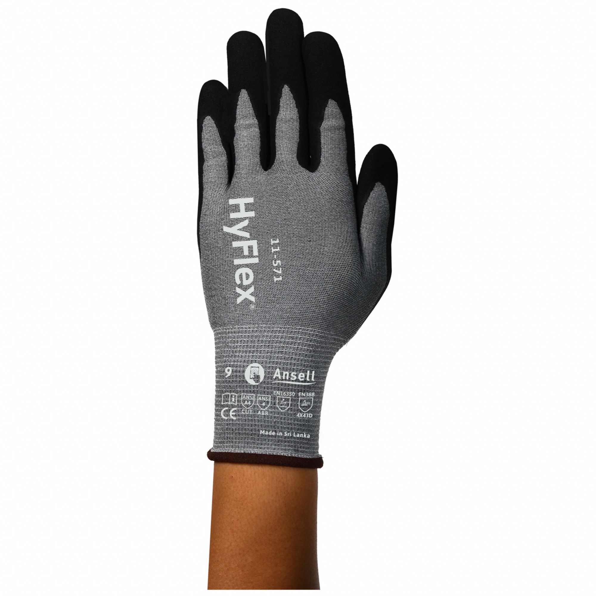 CUT-RESISTANT GLOVES, BLK/GRY, 2XL/11, HPPE/NYLON/SPANDEX ANSI/ISEA ABRASION 4/CUT A4/PUNCTURE 3