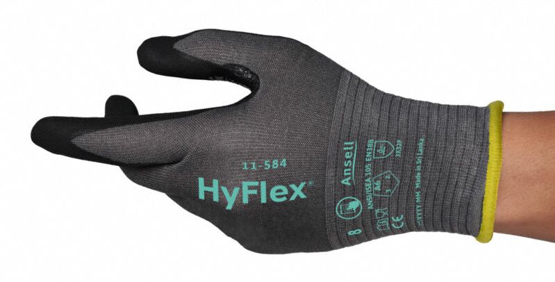 Knit Gloves sz 10 Black Nitrile PR